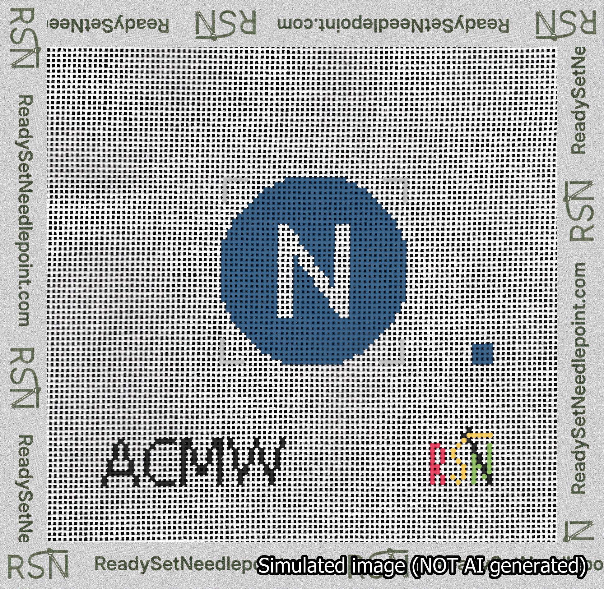 Circle Initial N Needlepoint Canvas Design