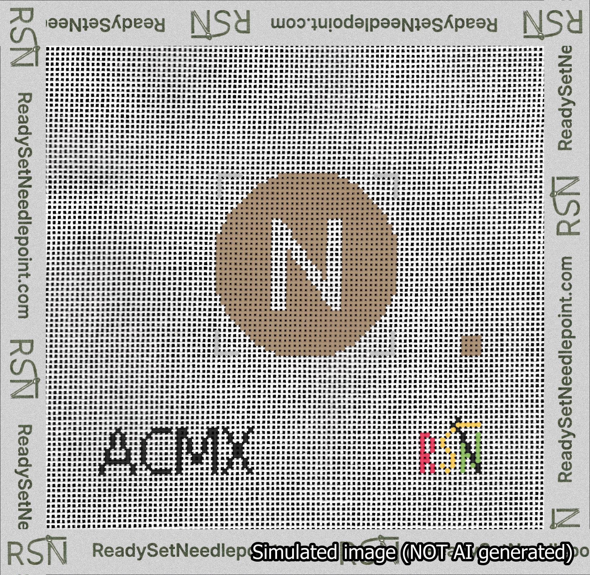 Circle Initial N Needlepoint Canvas Design