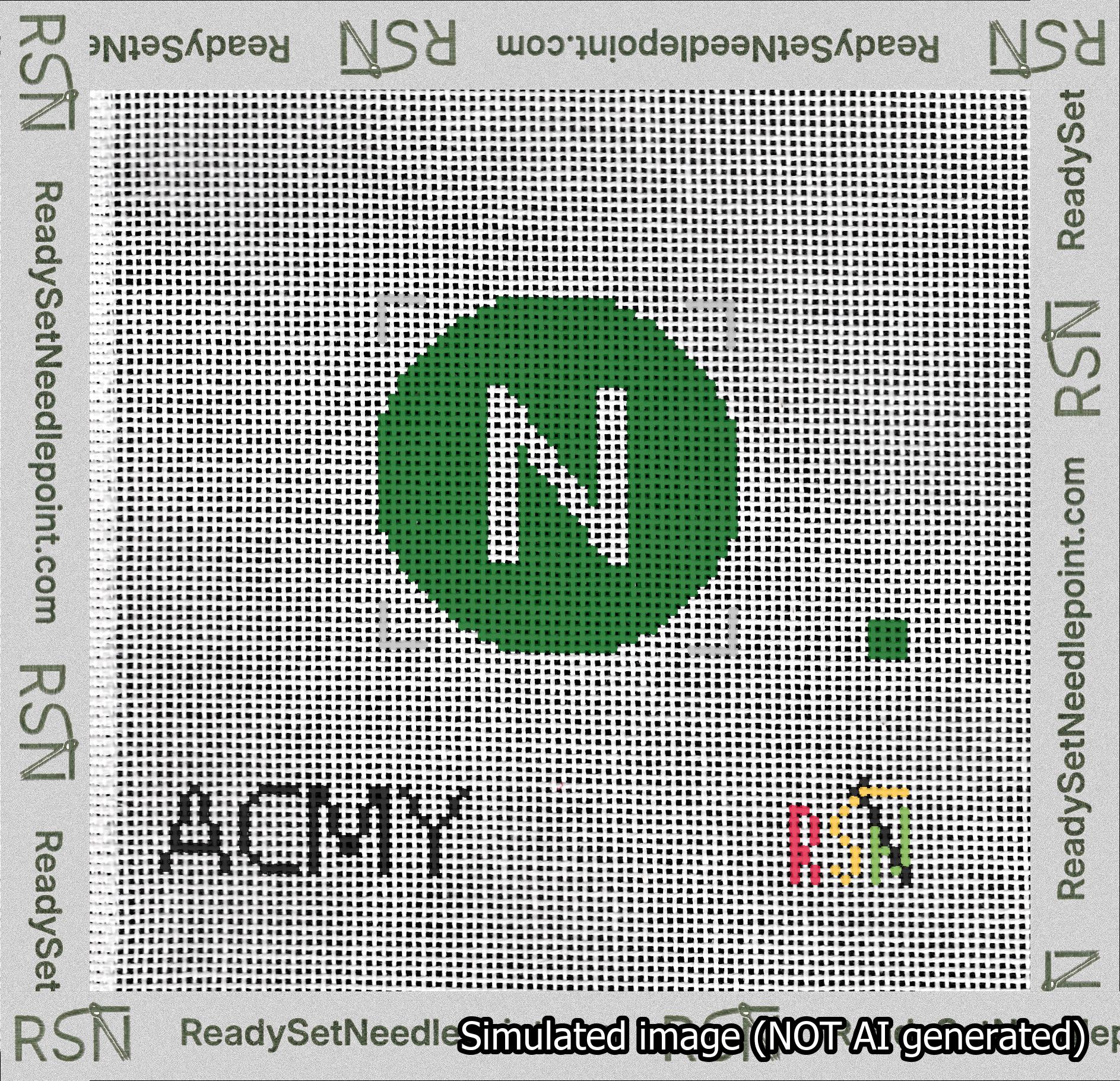 Circle Initial N Needlepoint Canvas Design
