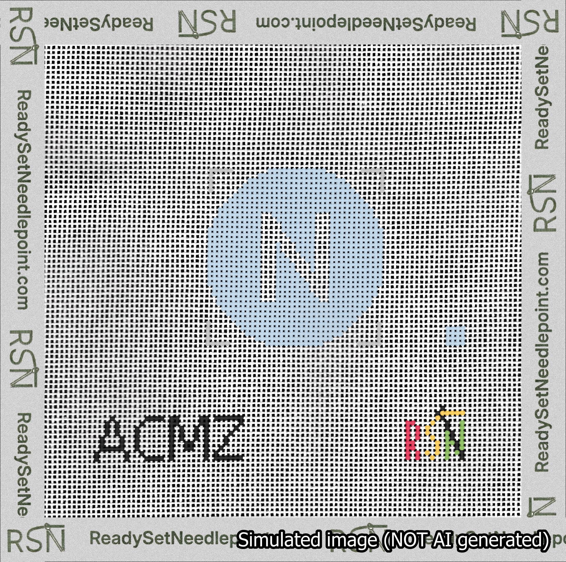 Circle Initial N Needlepoint Canvas Design