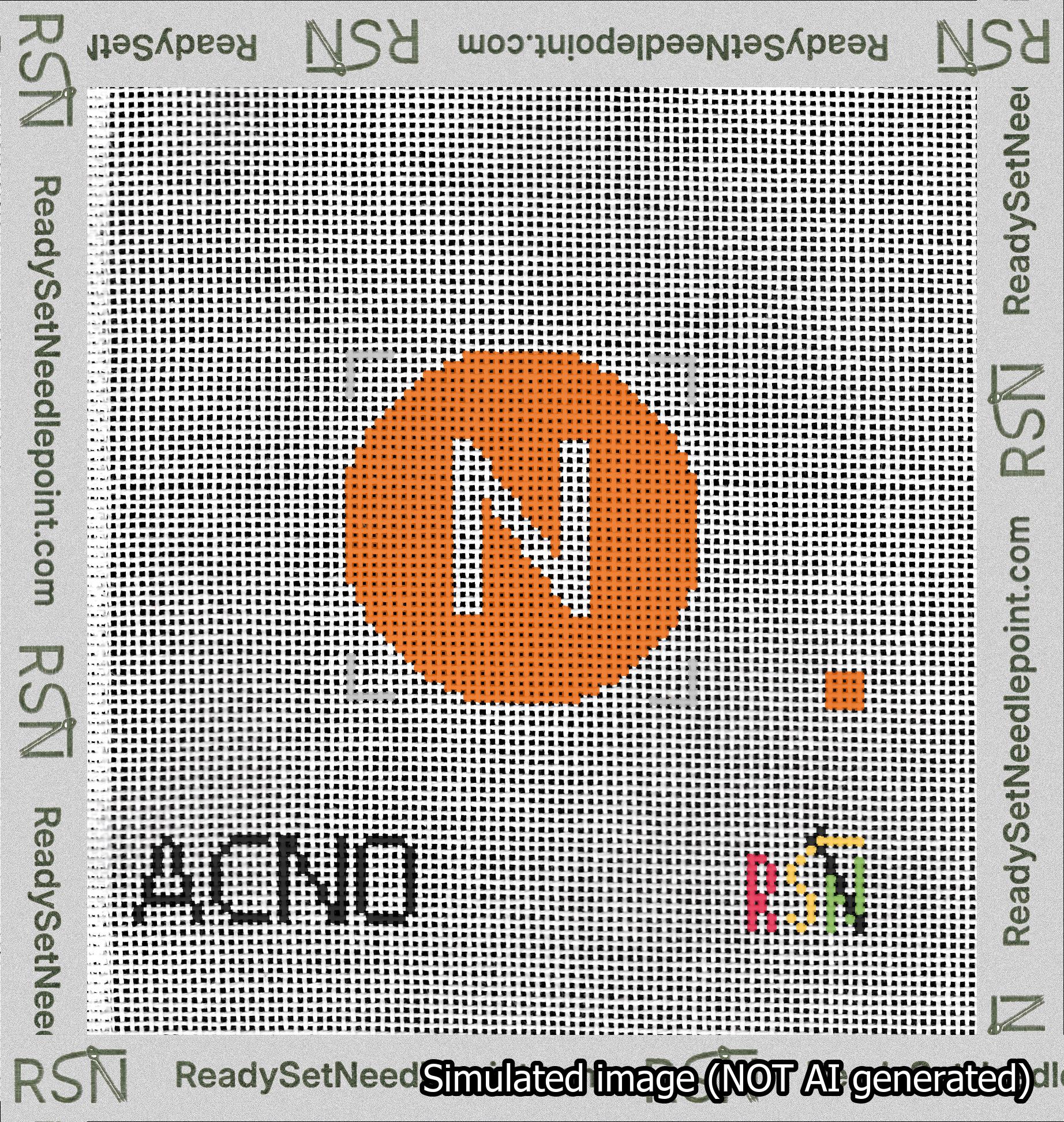 Circle Initial N Needlepoint Canvas Design