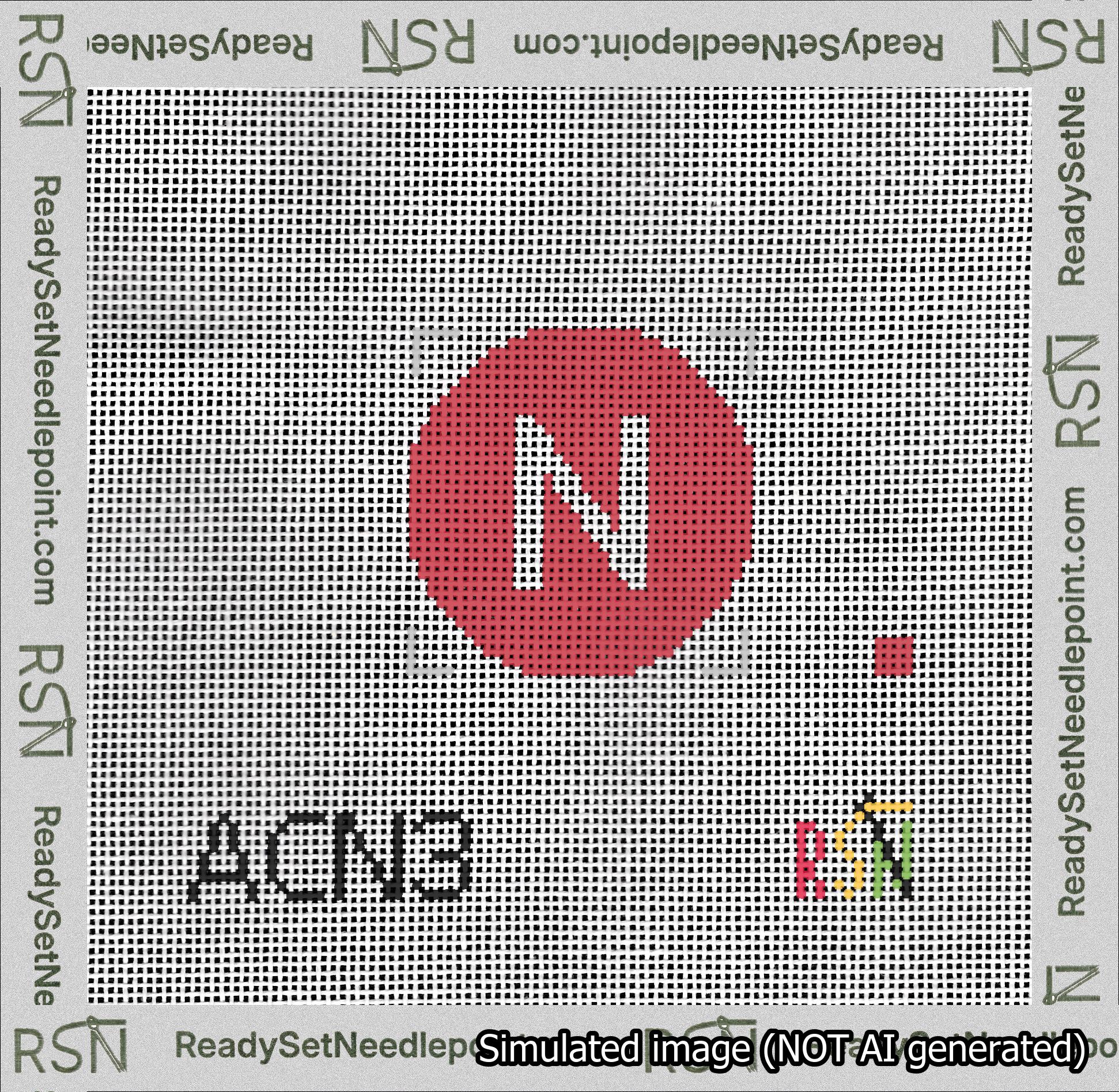 Circle Initial N Needlepoint Canvas Design