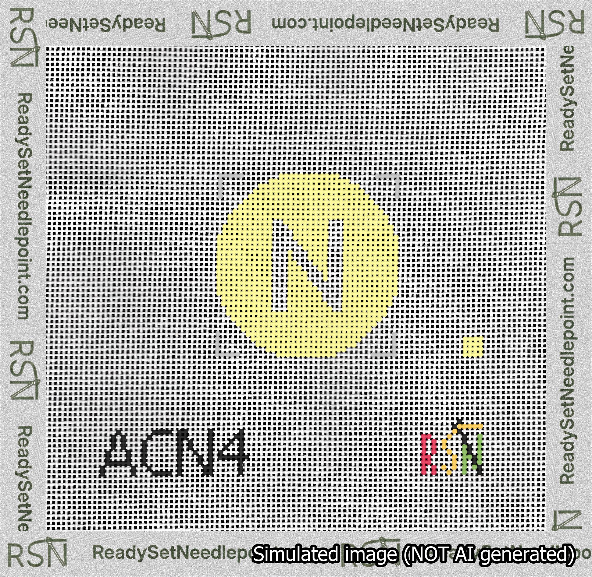 Circle Initial N Needlepoint Canvas Design