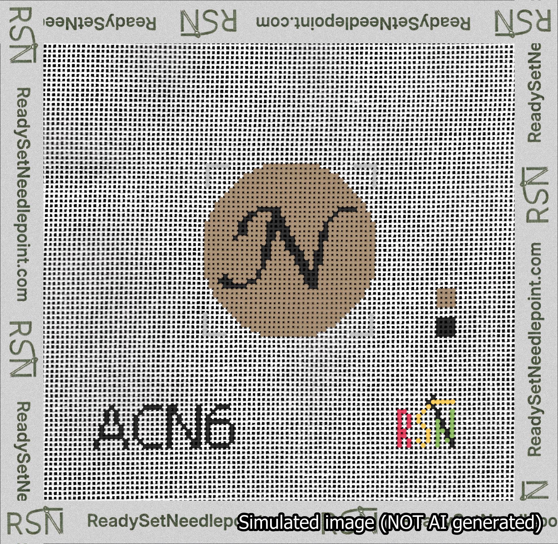 Circle Initial N Needlepoint Canvas Design