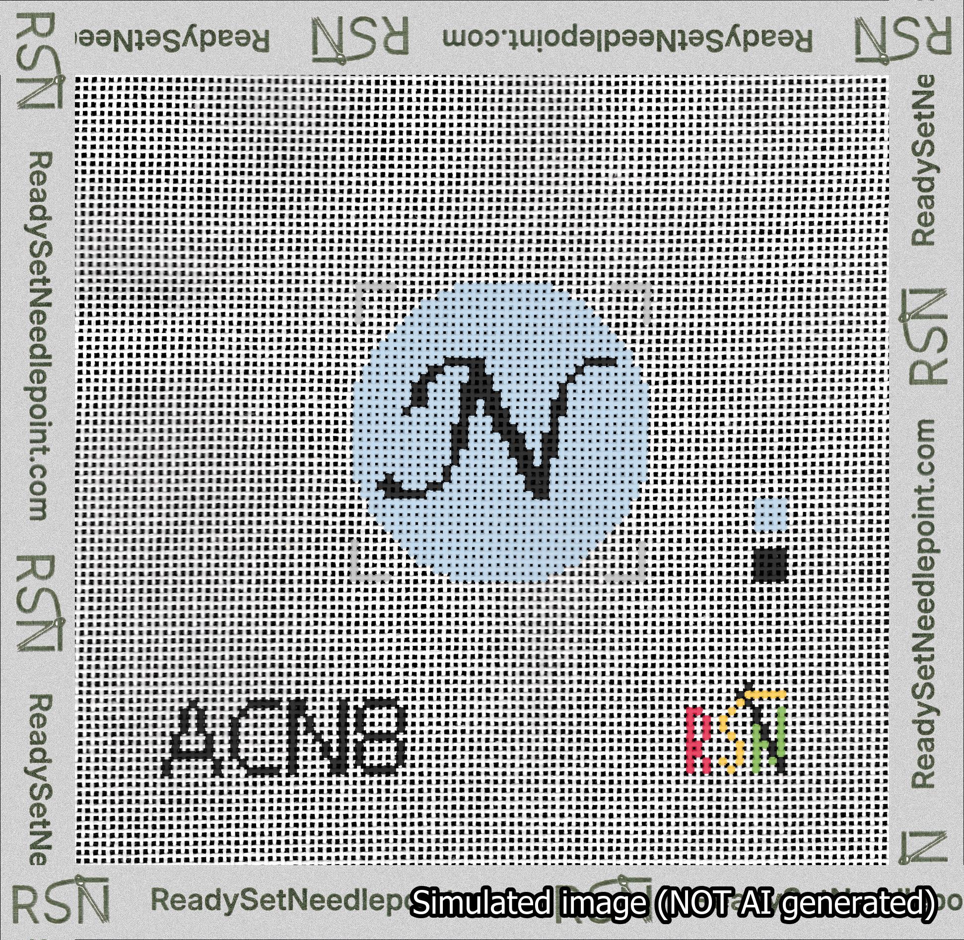 Circle Initial N Needlepoint Canvas Design
