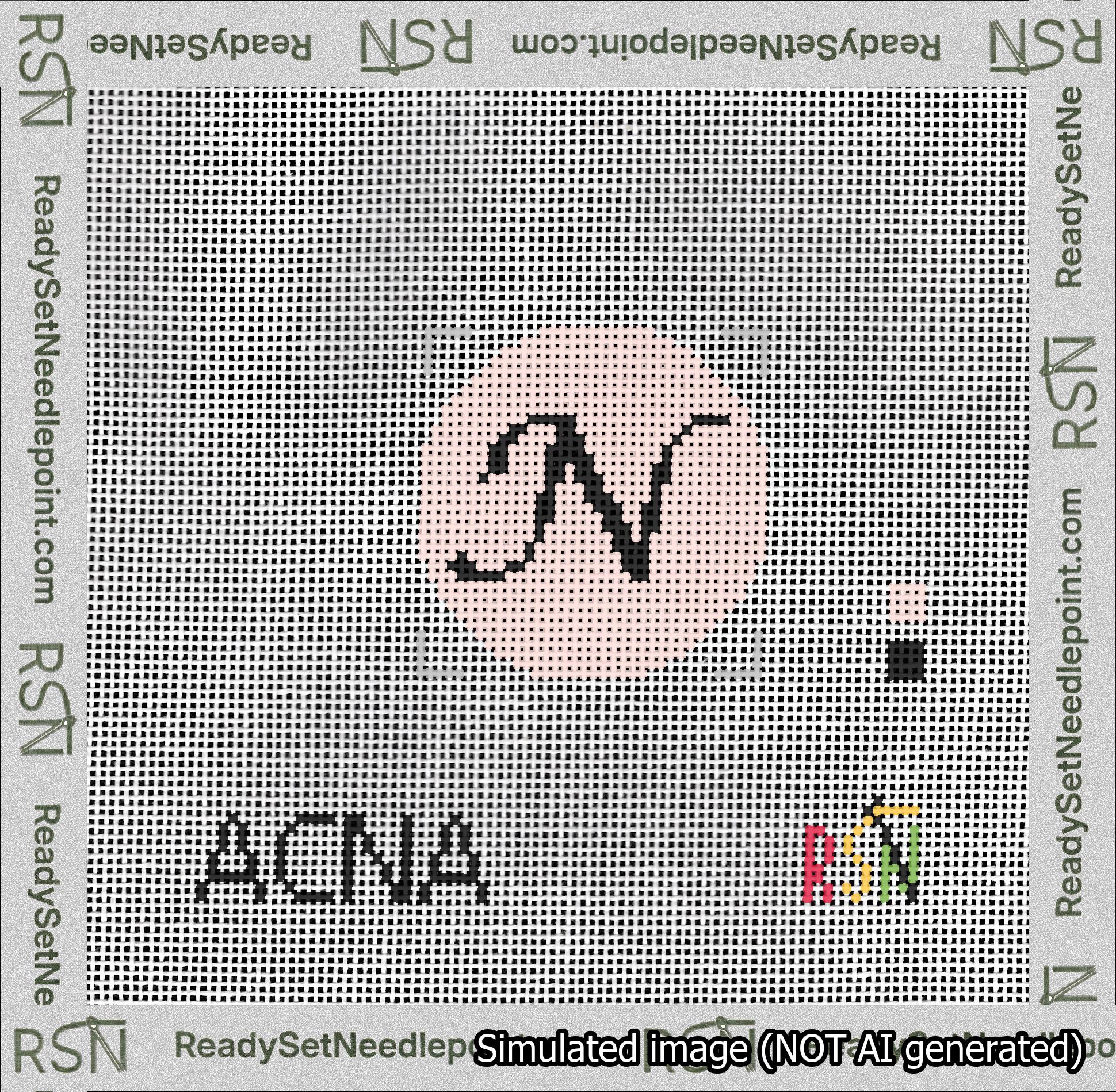 Circle Initial N Needlepoint Canvas Design