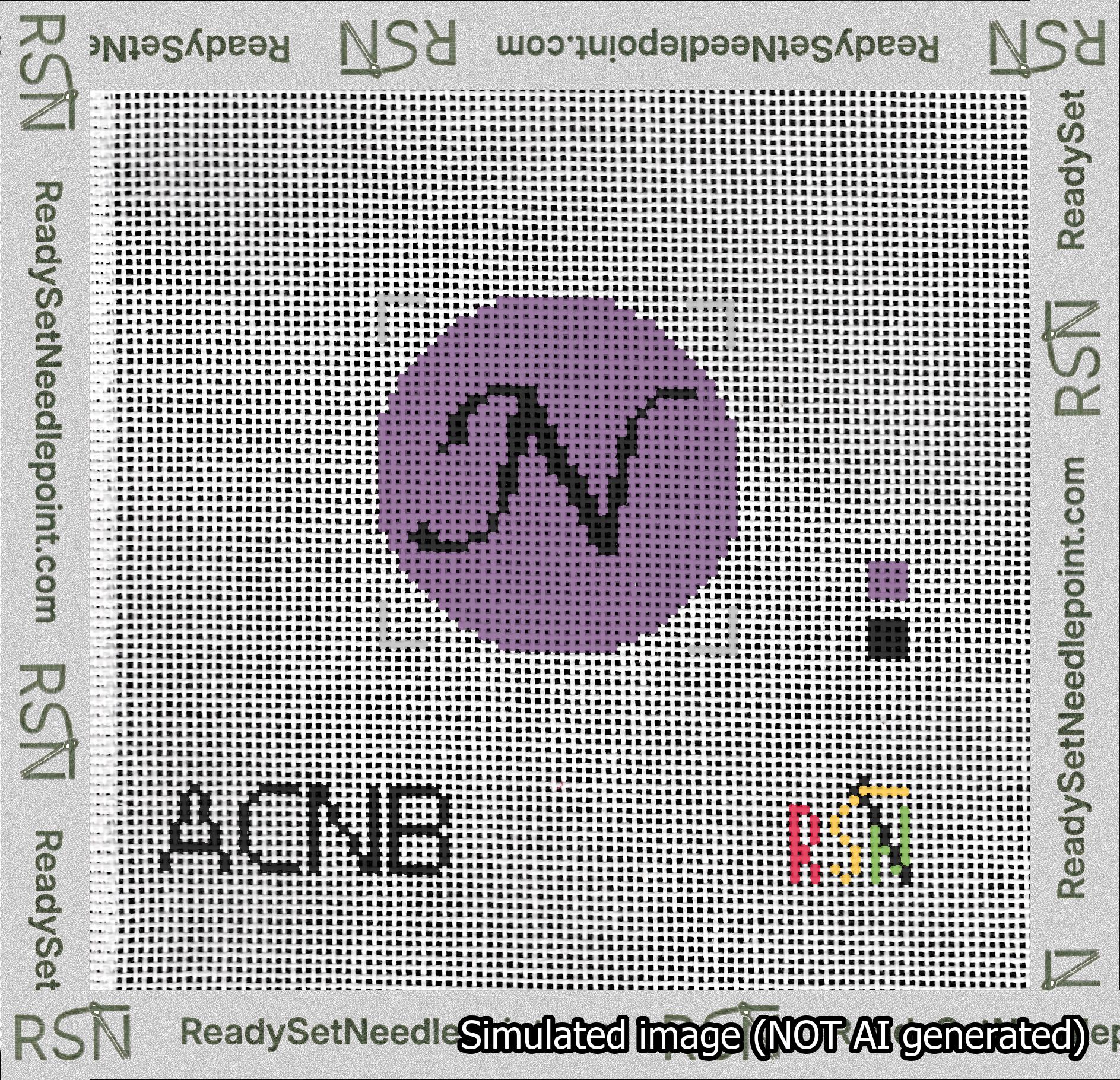 Circle Initial N Needlepoint Canvas Design