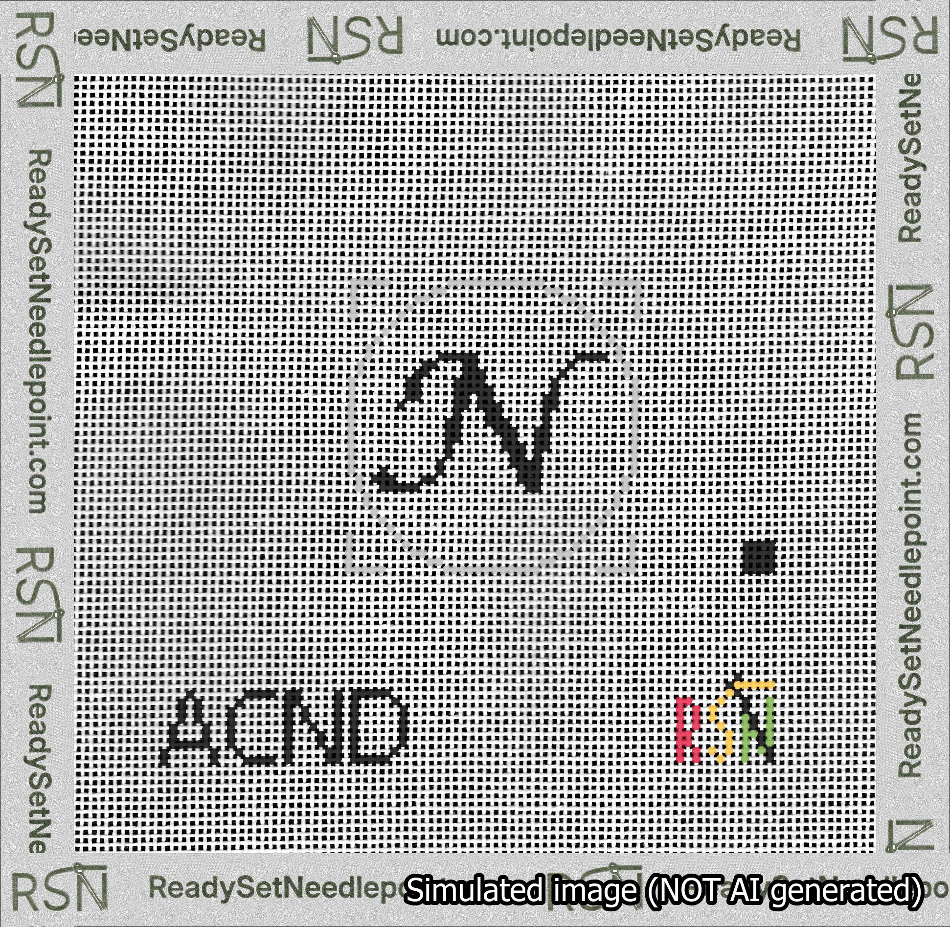 Circle Initial N Needlepoint Canvas Design