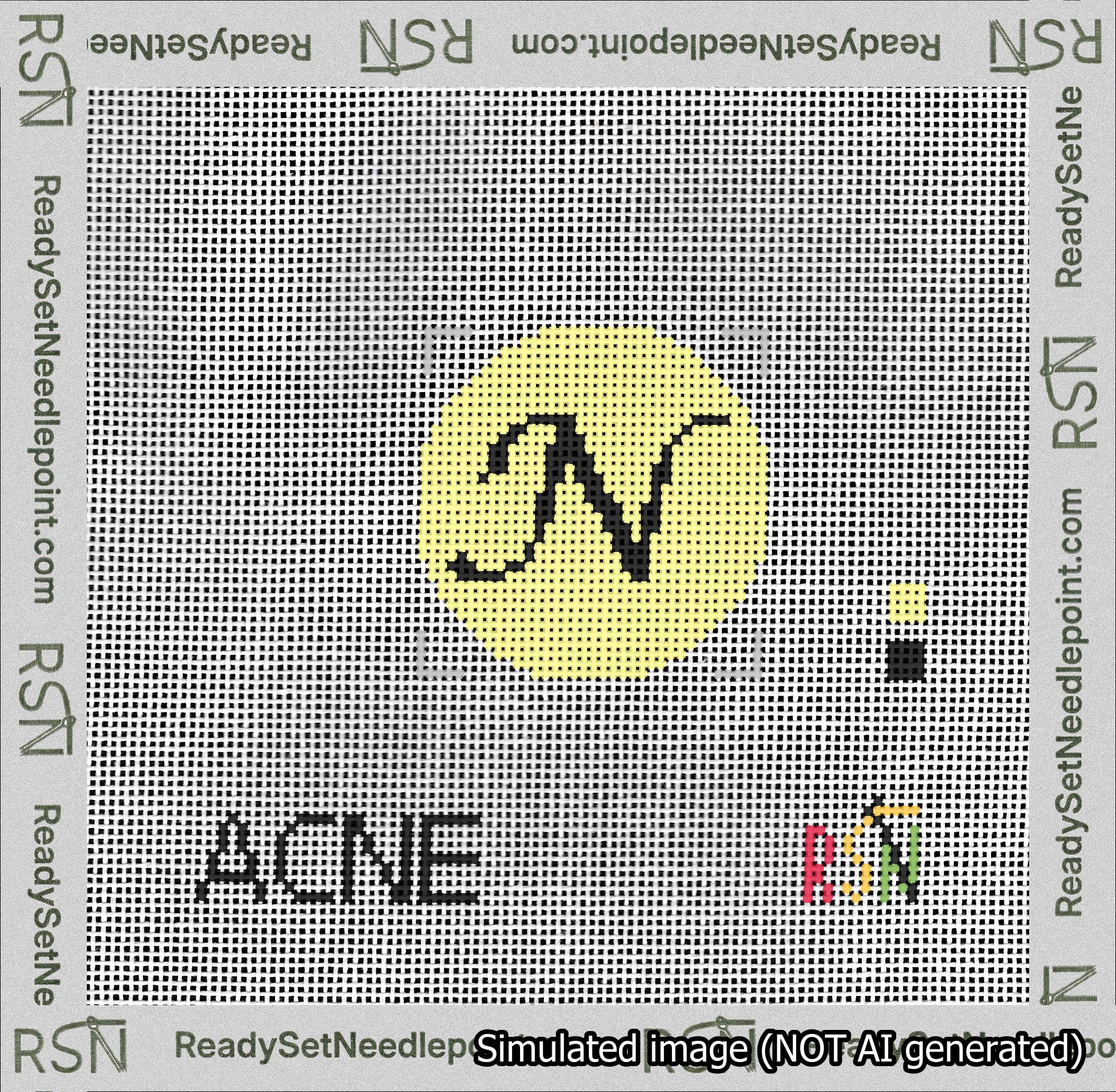 Circle Initial N Needlepoint Canvas Design