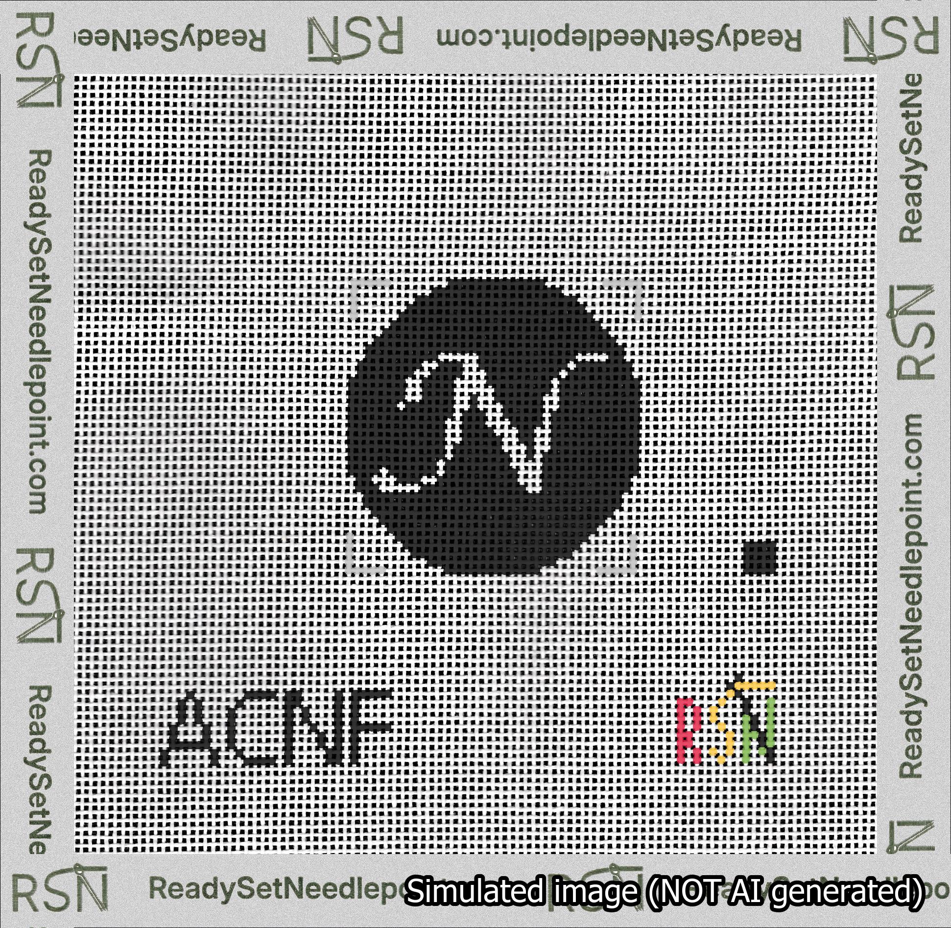 Circle Initial N Needlepoint Canvas Design