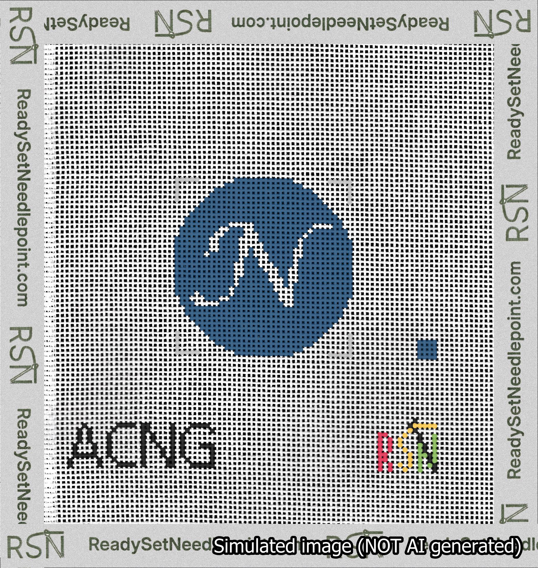 Circle Initial N Needlepoint Canvas Design