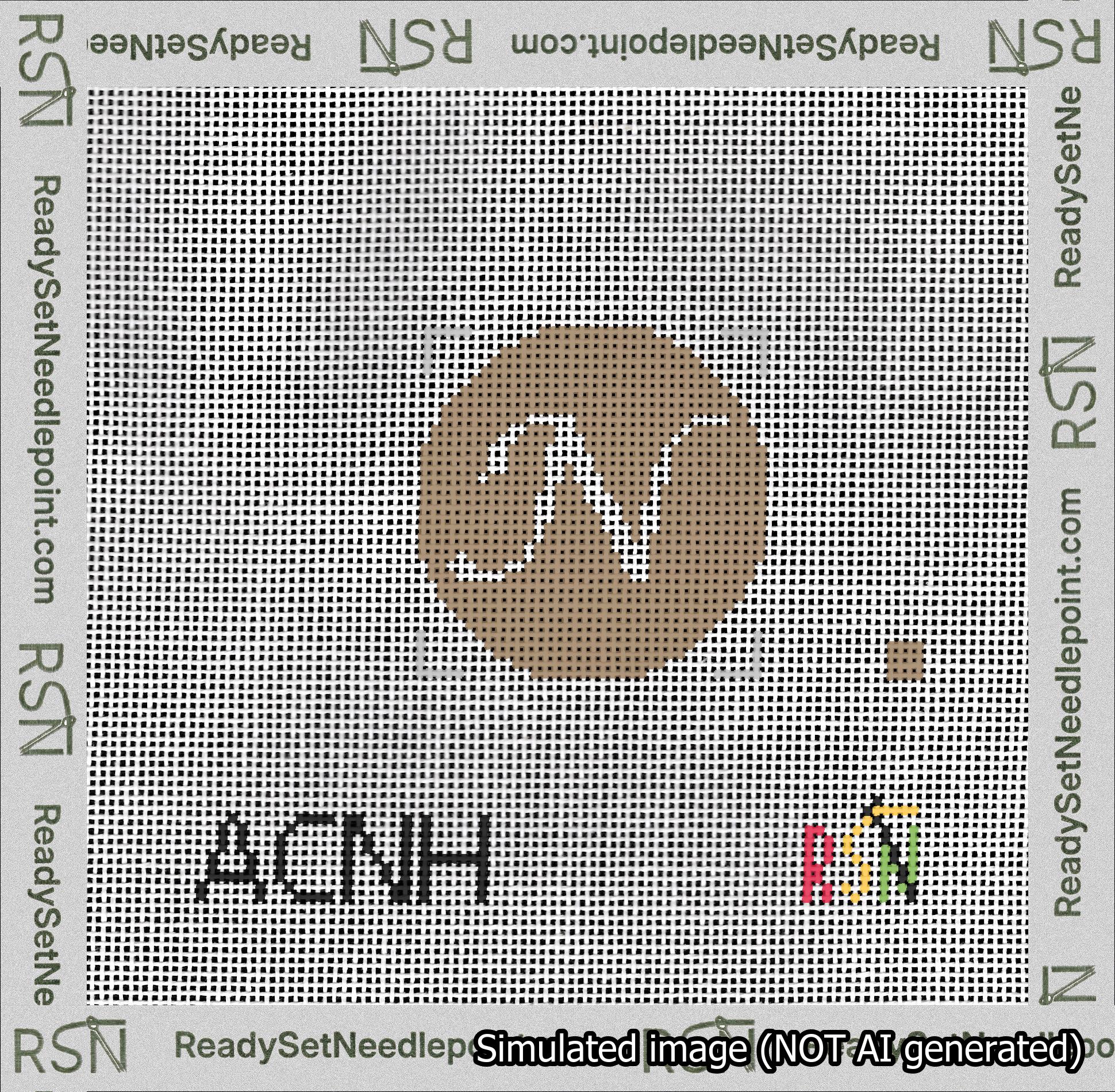 Circle Initial N Needlepoint Canvas Design