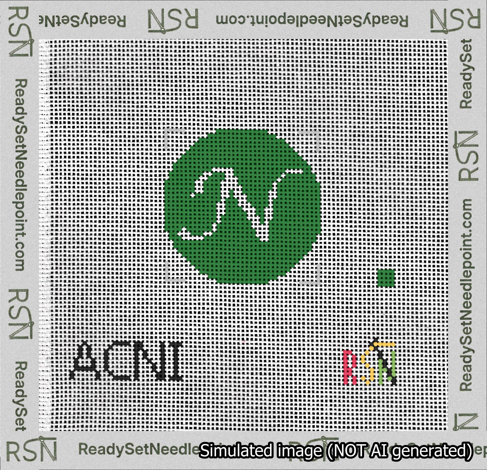 Circle Initial N Needlepoint Canvas Design