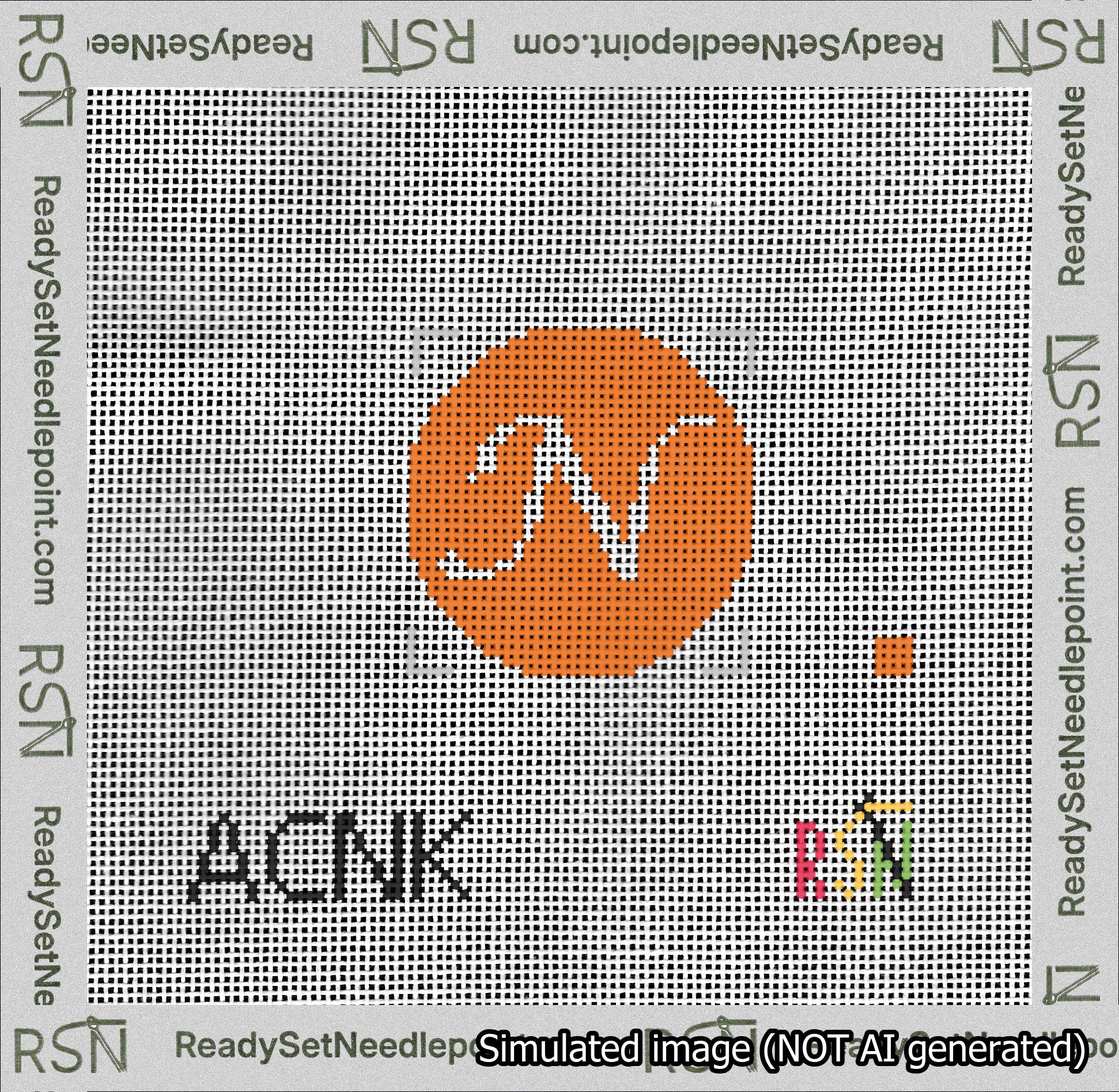 Circle Initial N Needlepoint Canvas Design