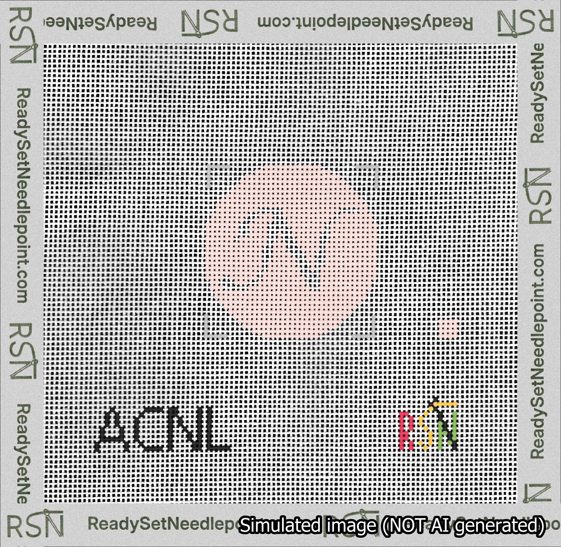 Circle Initial N Needlepoint Canvas Design