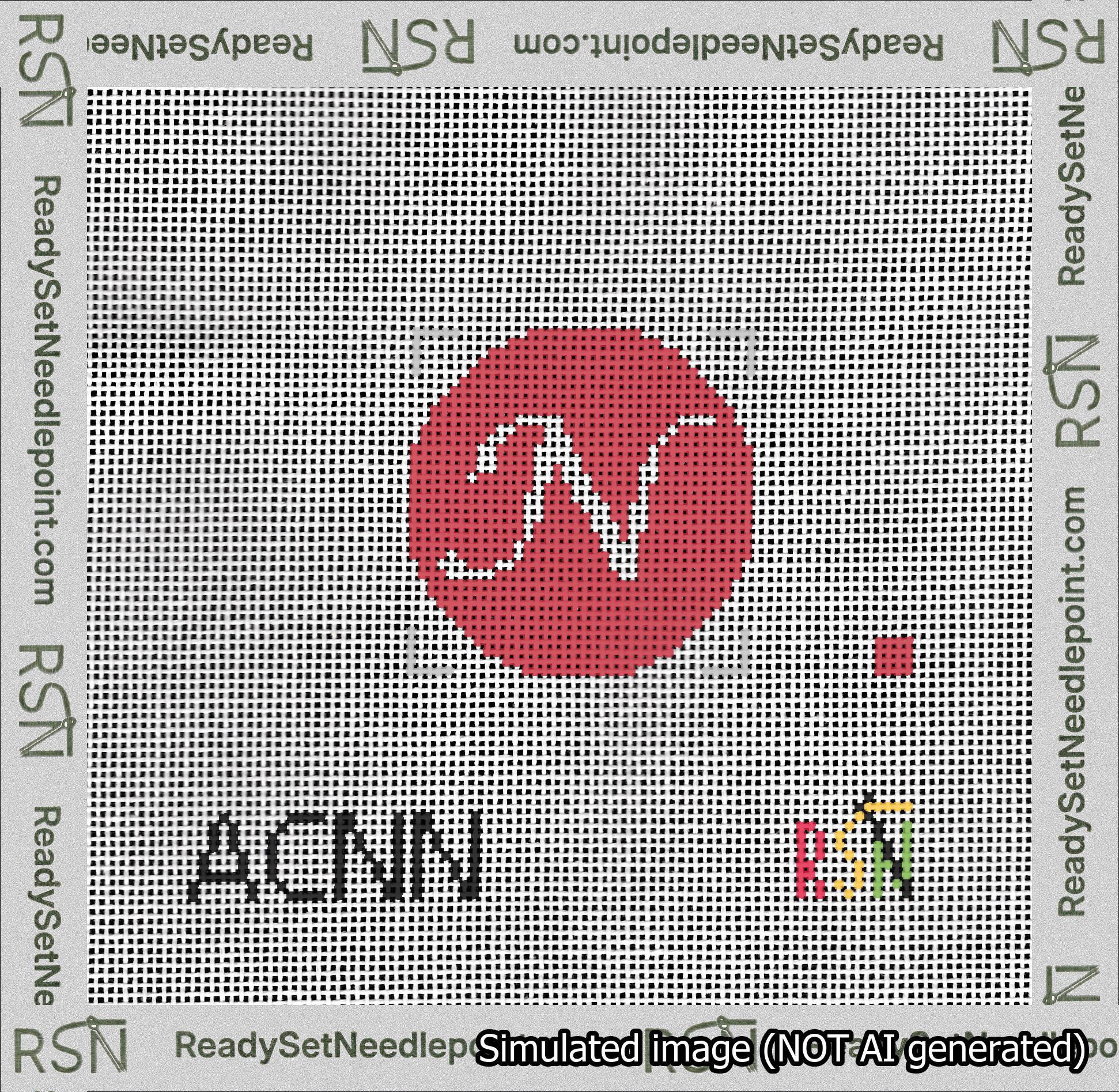 Circle Initial N Needlepoint Canvas Design