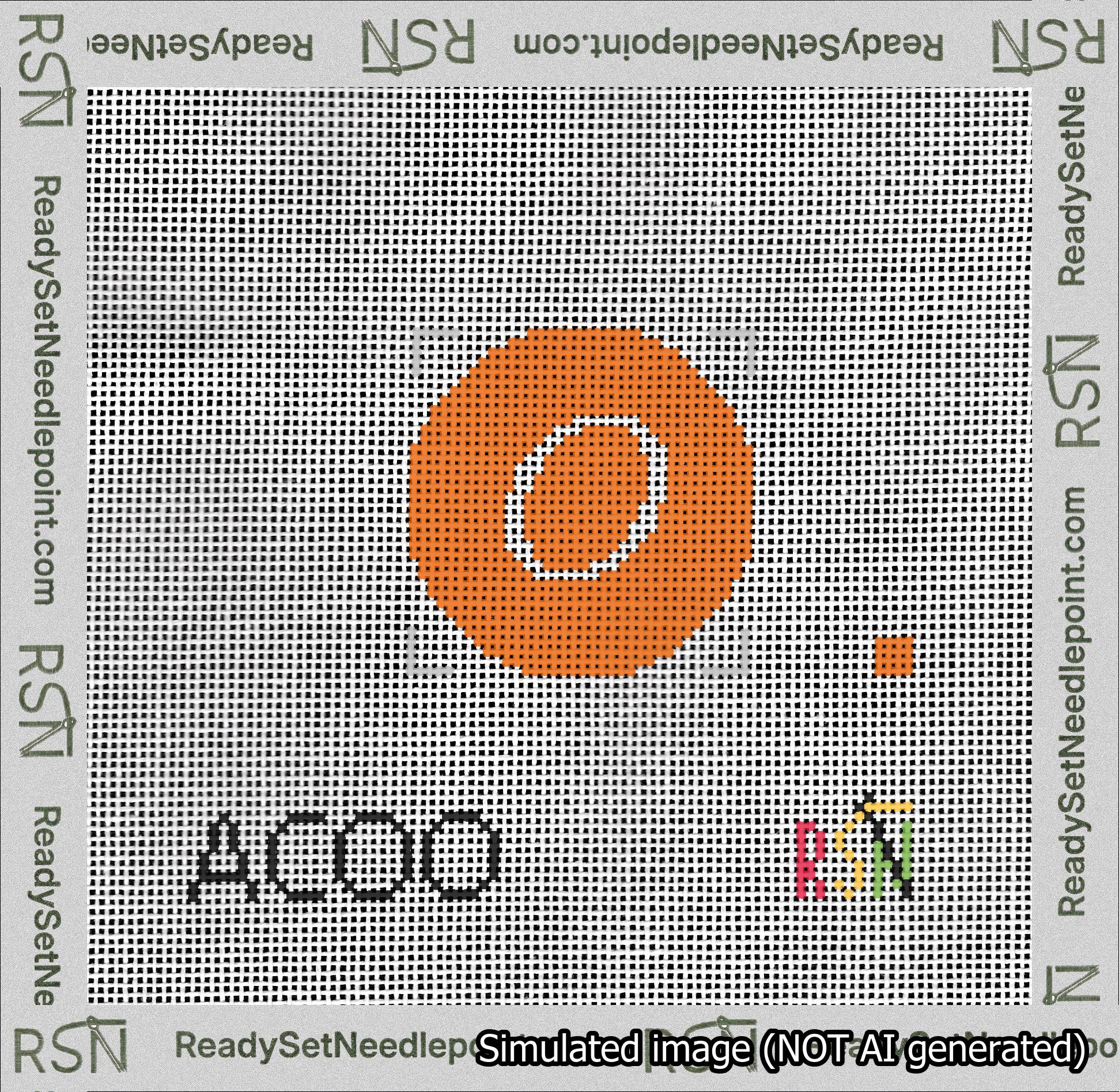Circle Initial O Needlepoint Canvas Design