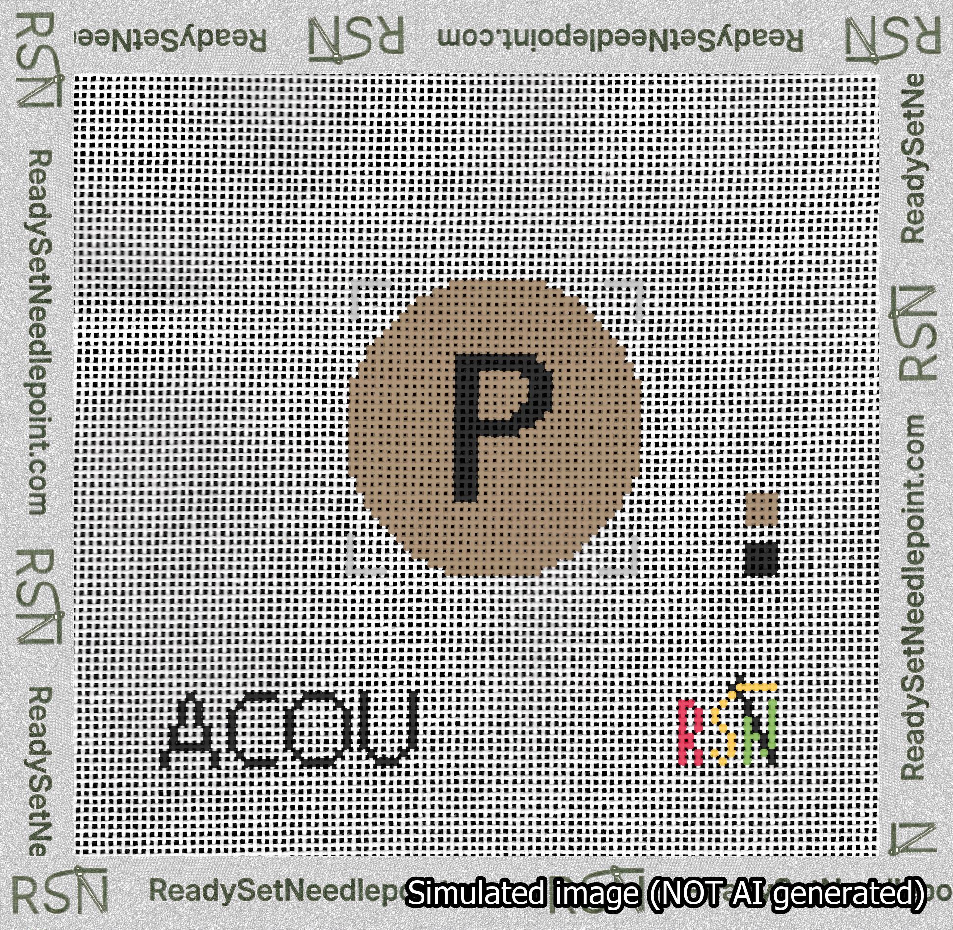 Circle Initial P Needlepoint Canvas Design