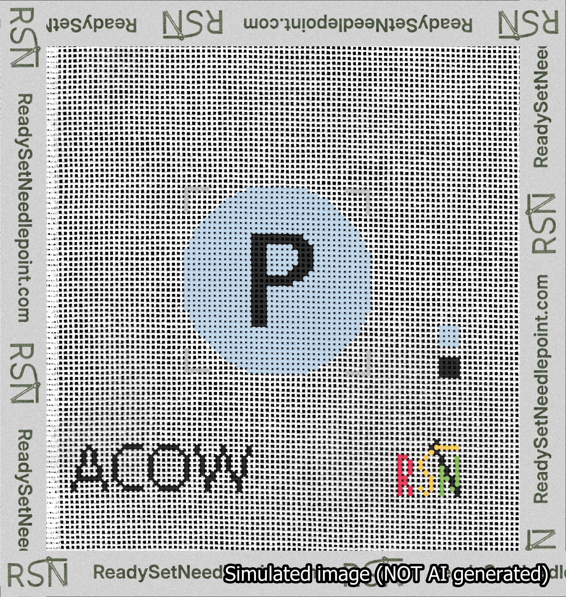 Circle Initial P Needlepoint Canvas Design