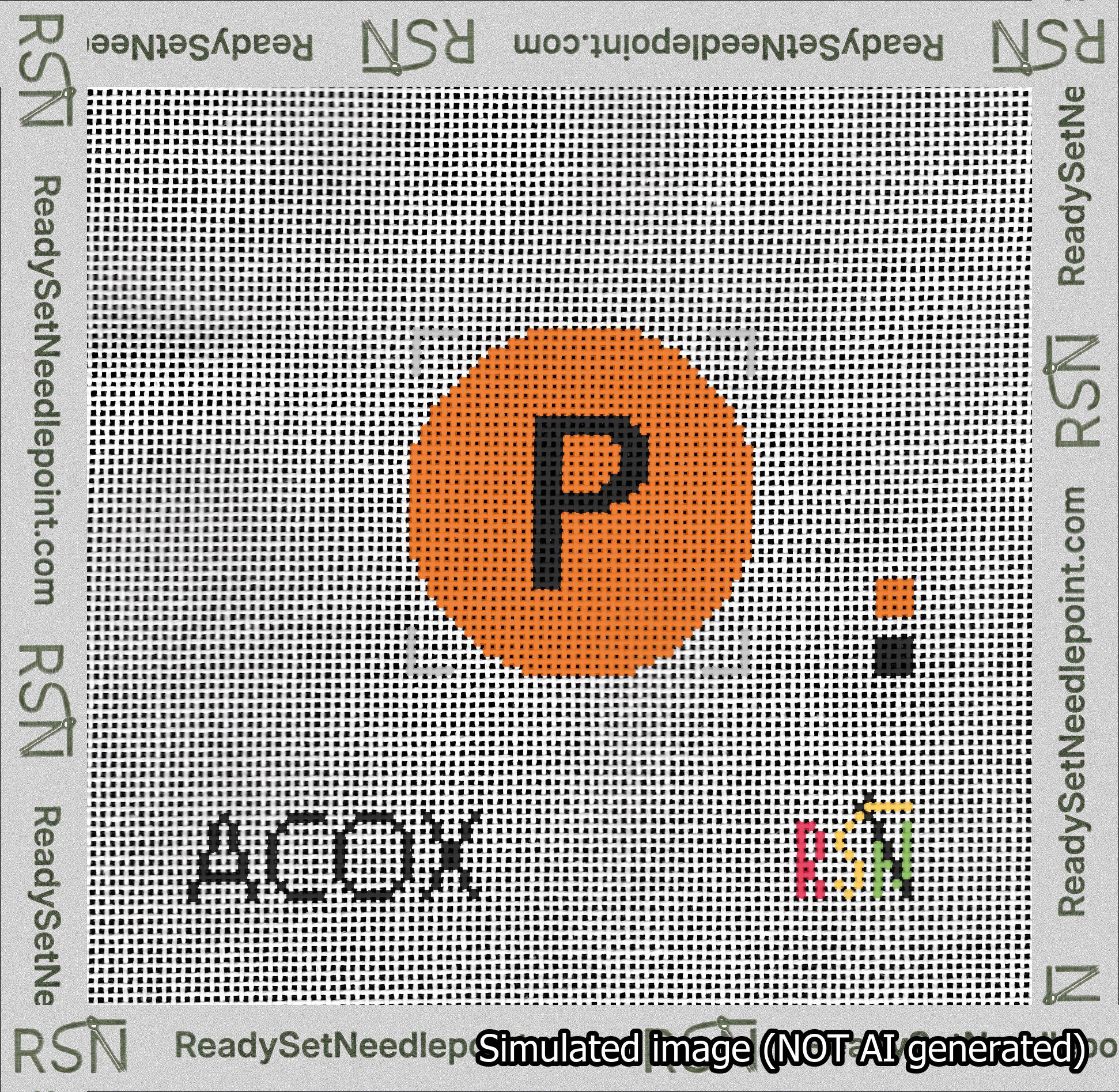 Circle Initial P Needlepoint Canvas Design