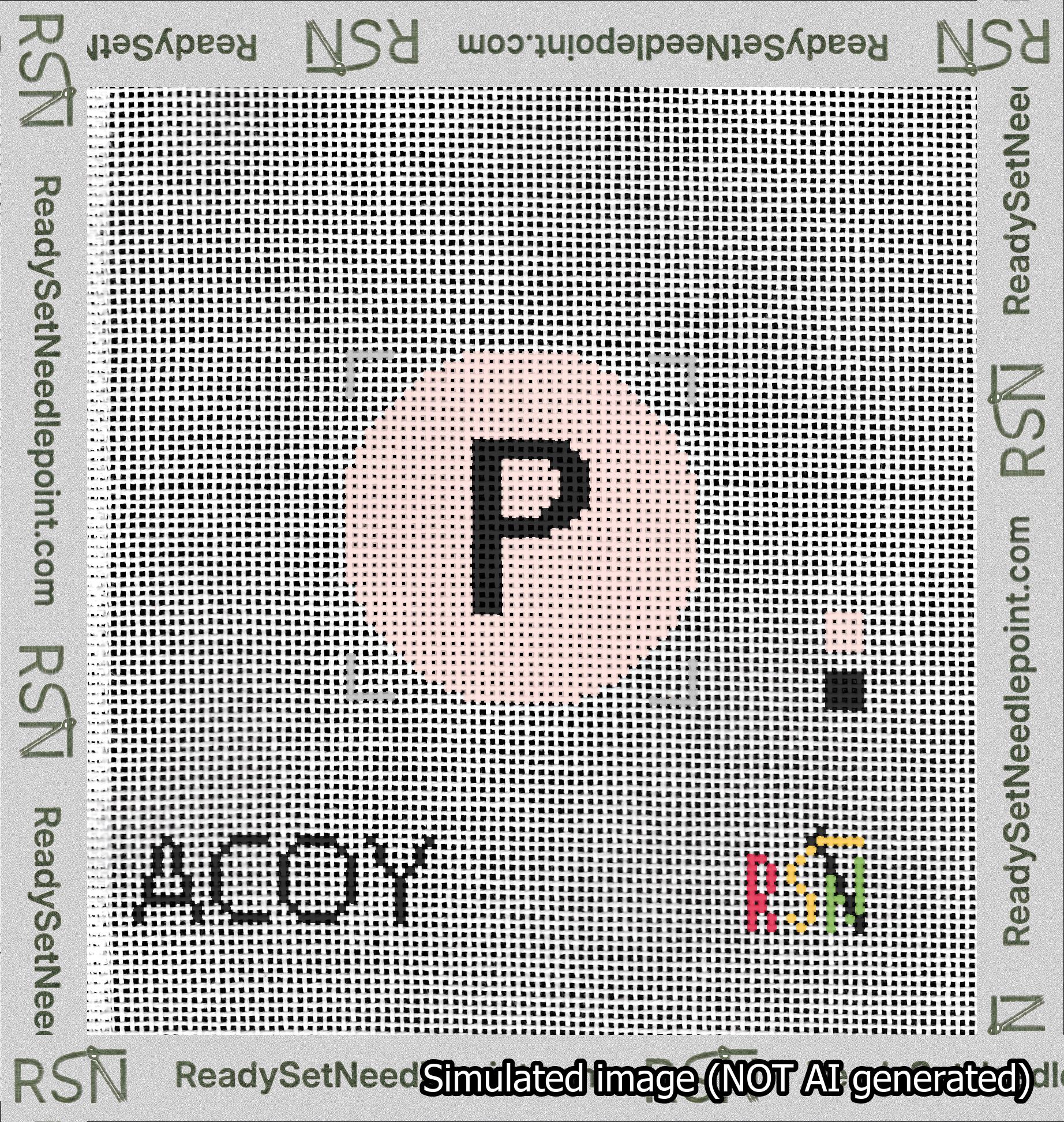 Circle Initial P Needlepoint Canvas Design