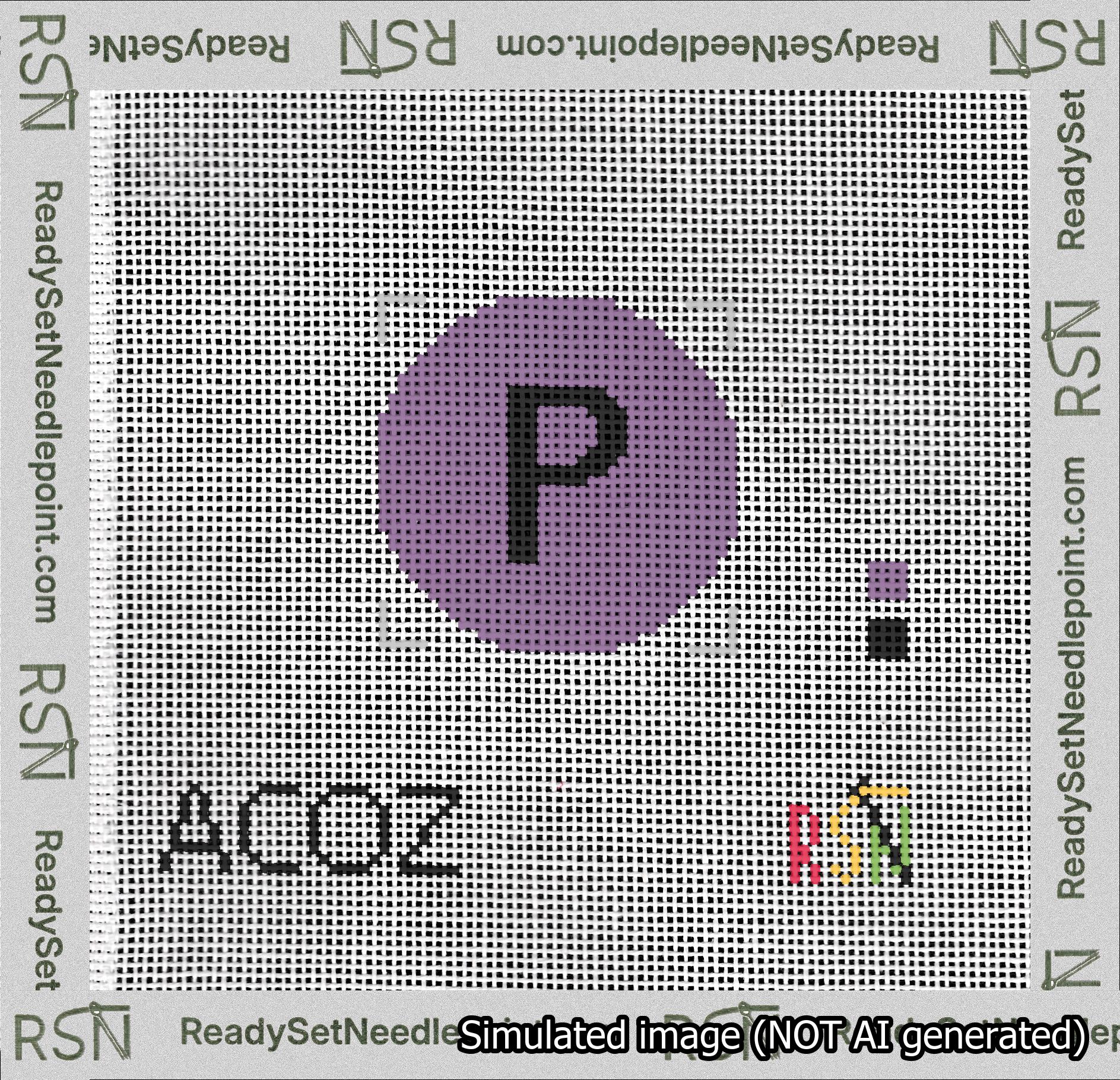 Circle Initial P Needlepoint Canvas Design