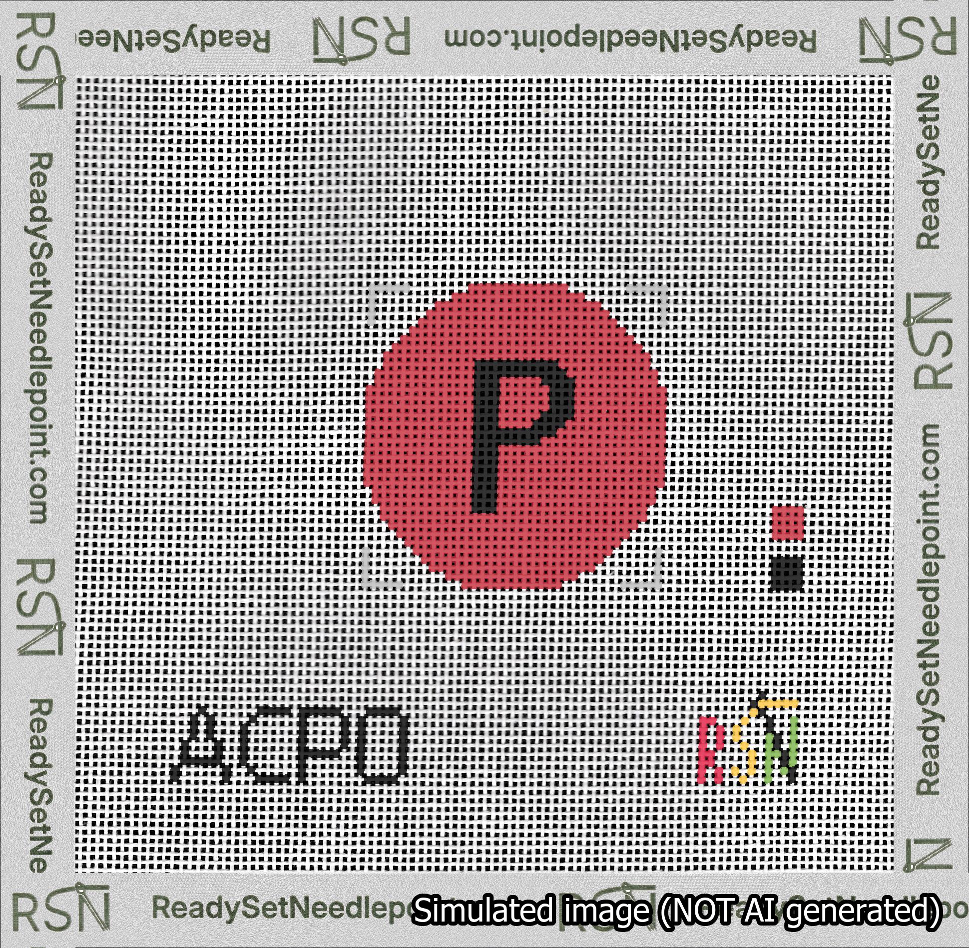 Circle Initial P Needlepoint Canvas Design