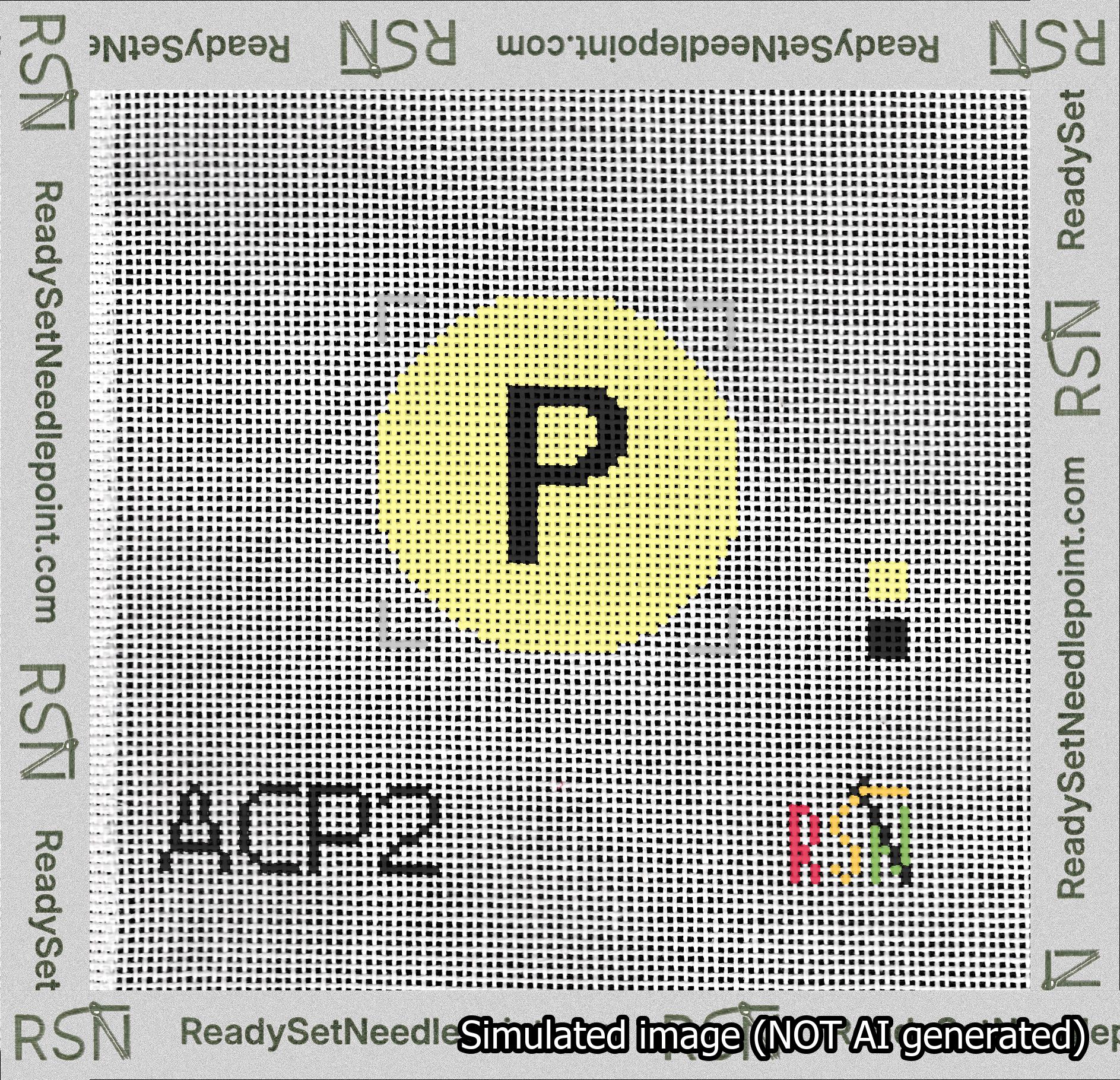 Circle Initial P Needlepoint Canvas Design
