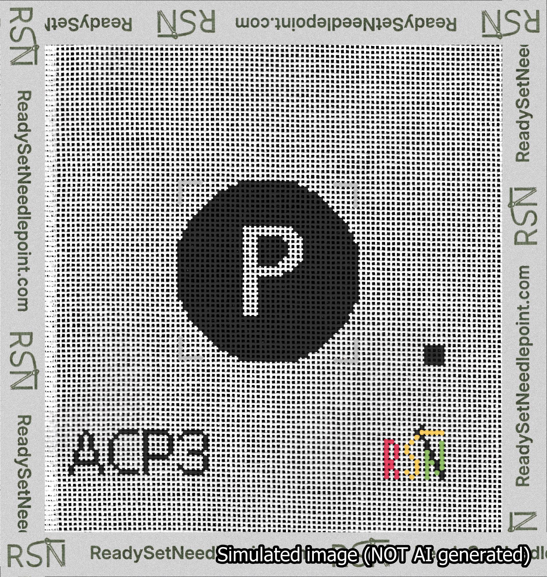 Circle Initial P Needlepoint Canvas Design