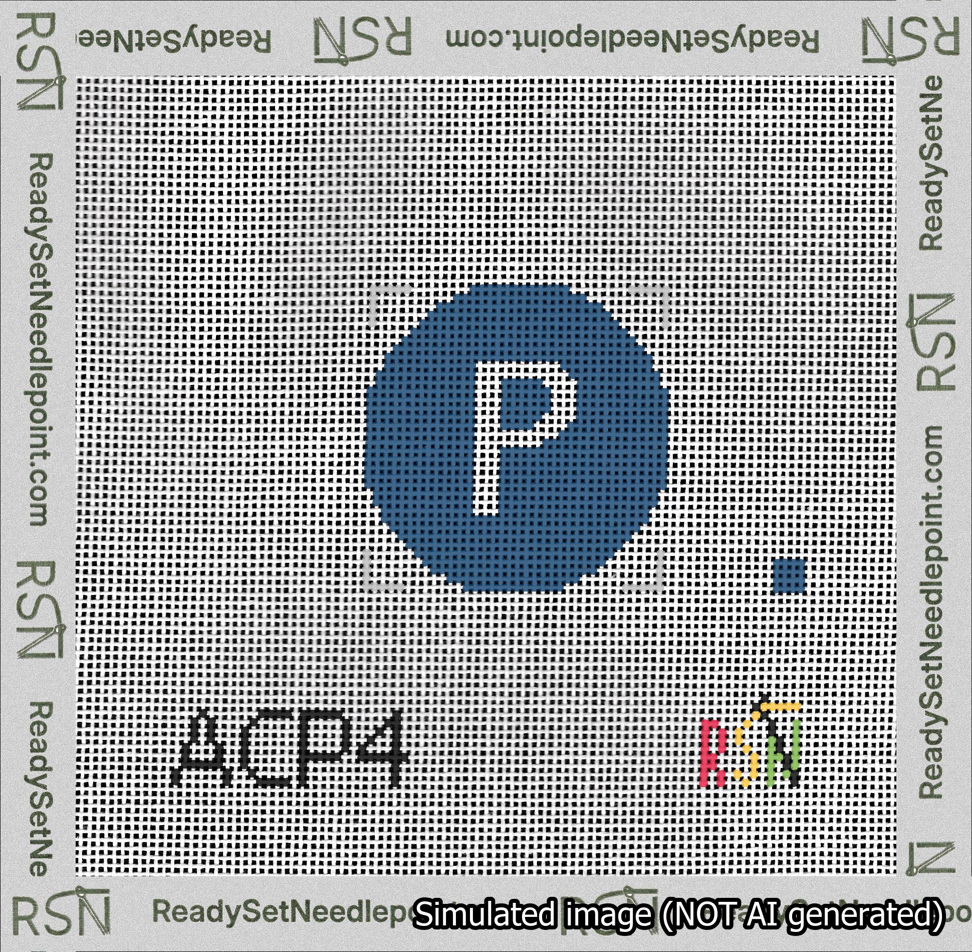 Circle Initial P Needlepoint Canvas Design