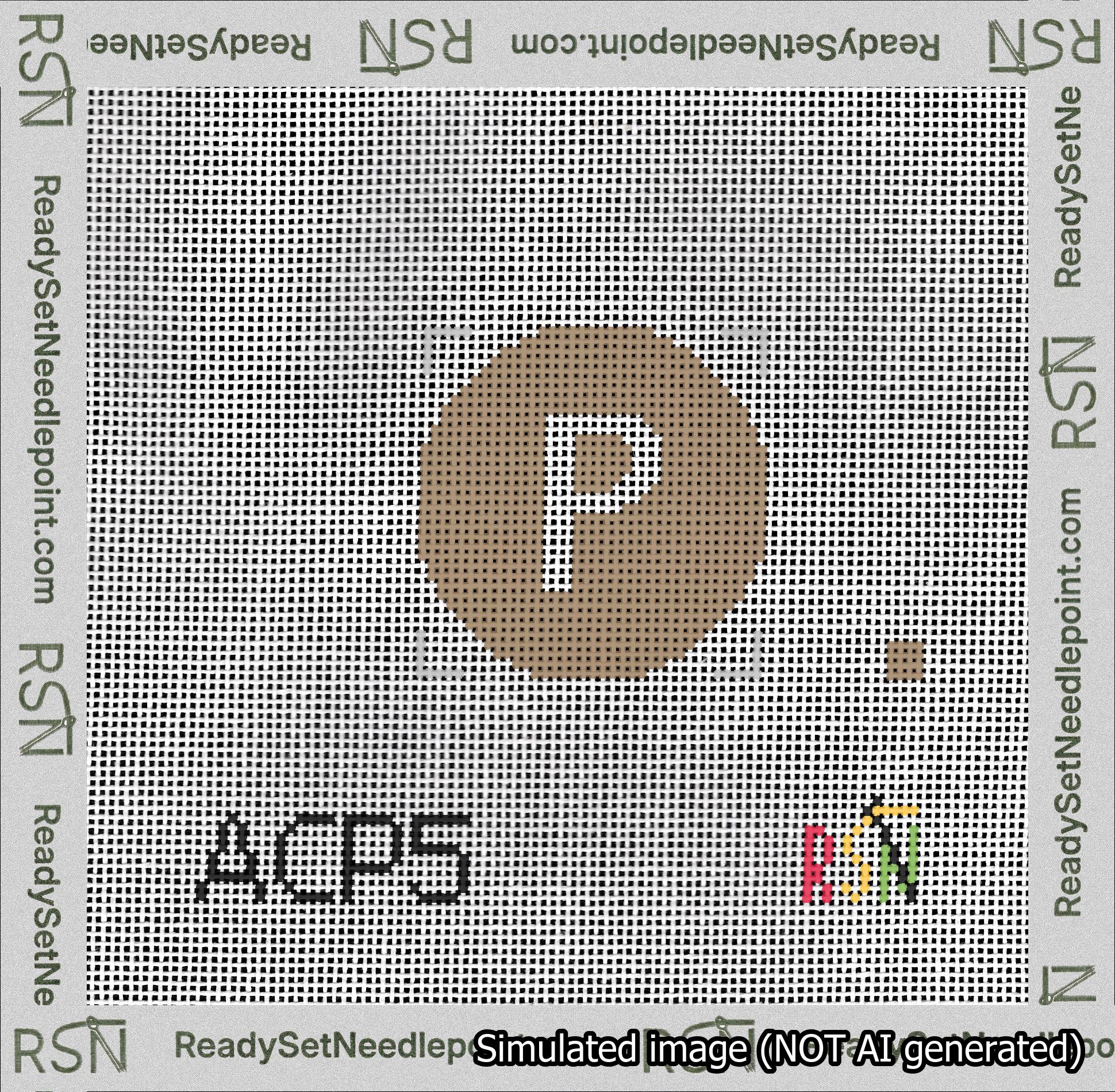 Circle Initial P Needlepoint Canvas Design