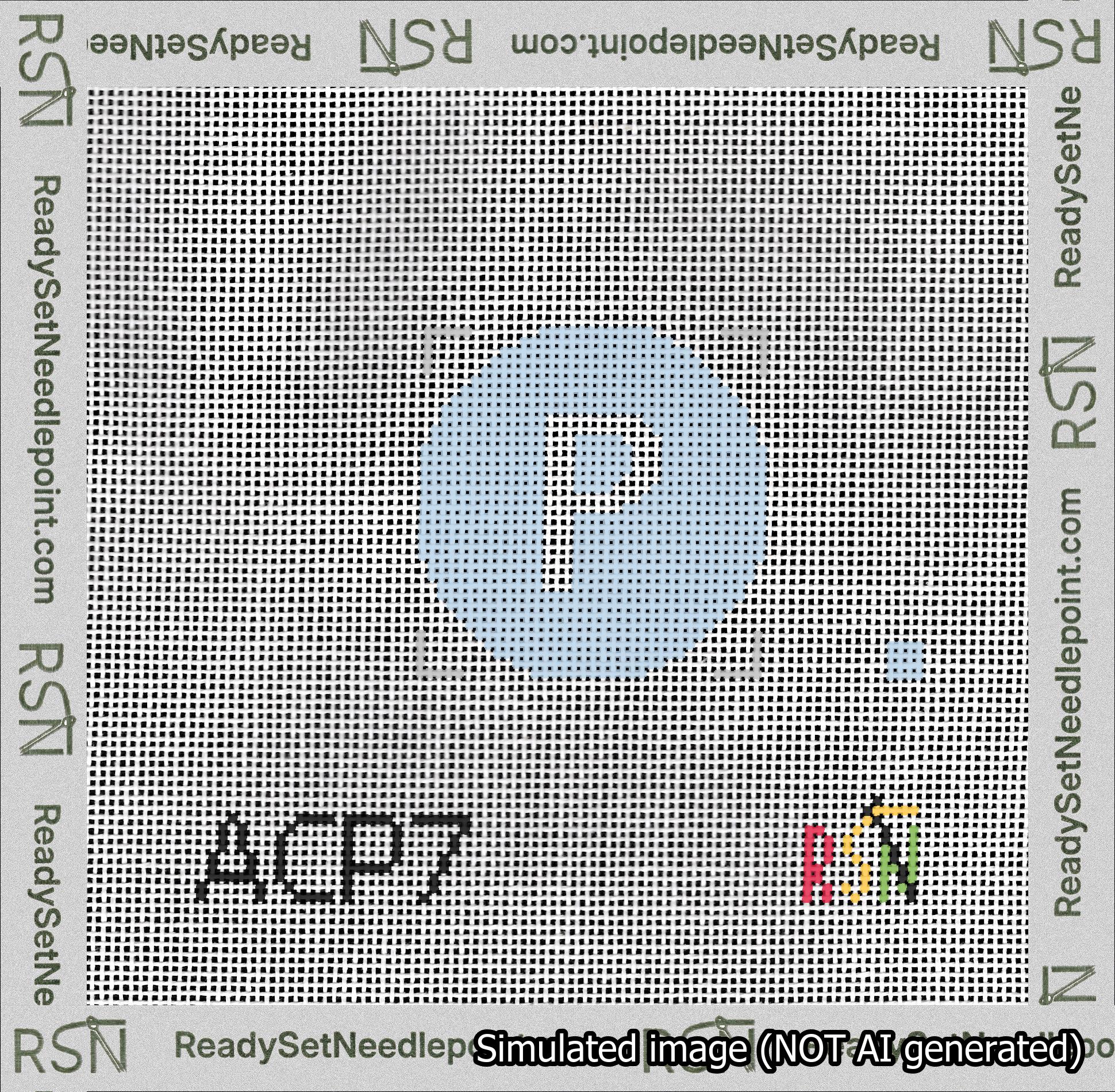 Circle Initial P Needlepoint Canvas Design