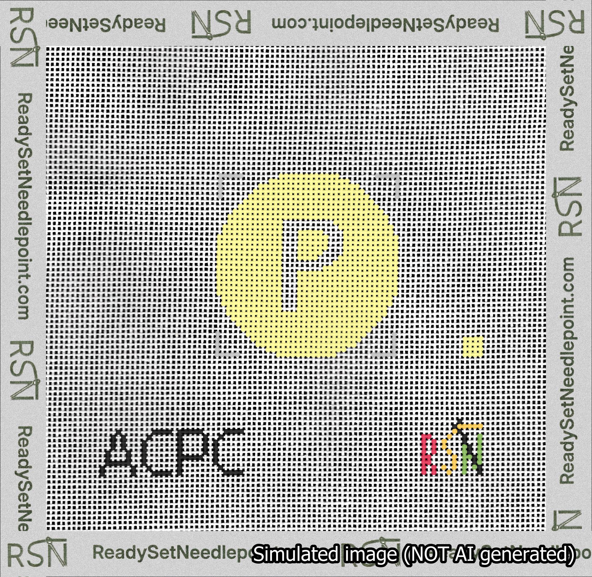 Circle Initial P Needlepoint Canvas Design