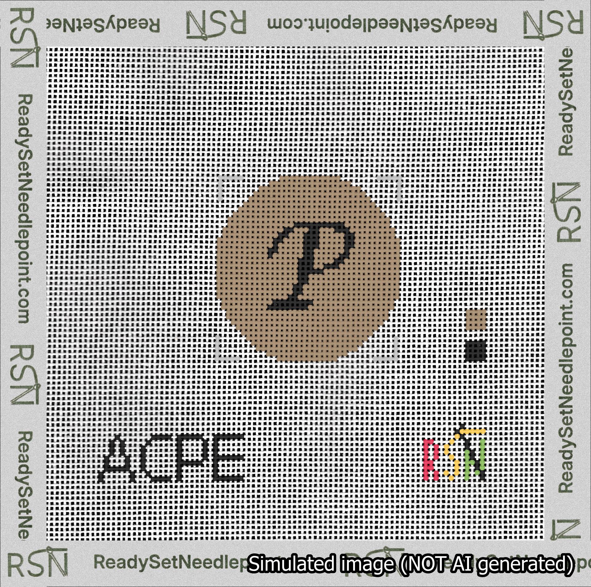Circle Initial P Needlepoint Canvas Design