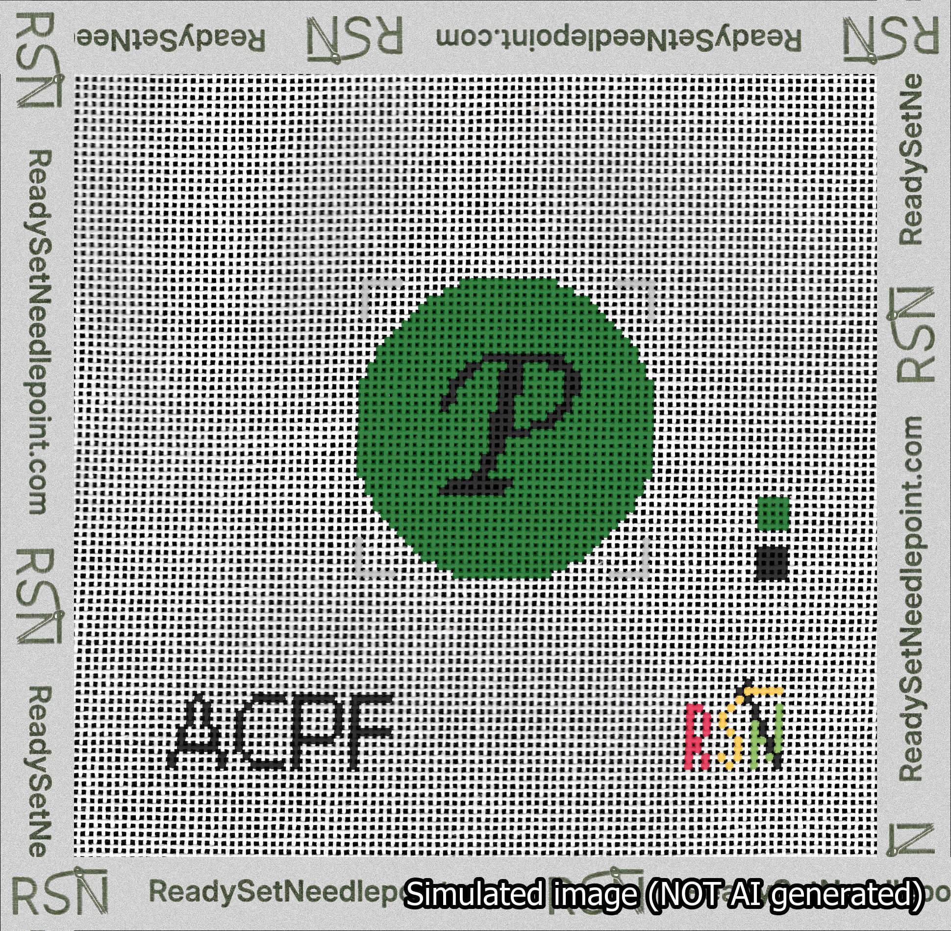 Circle Initial P Needlepoint Canvas Design