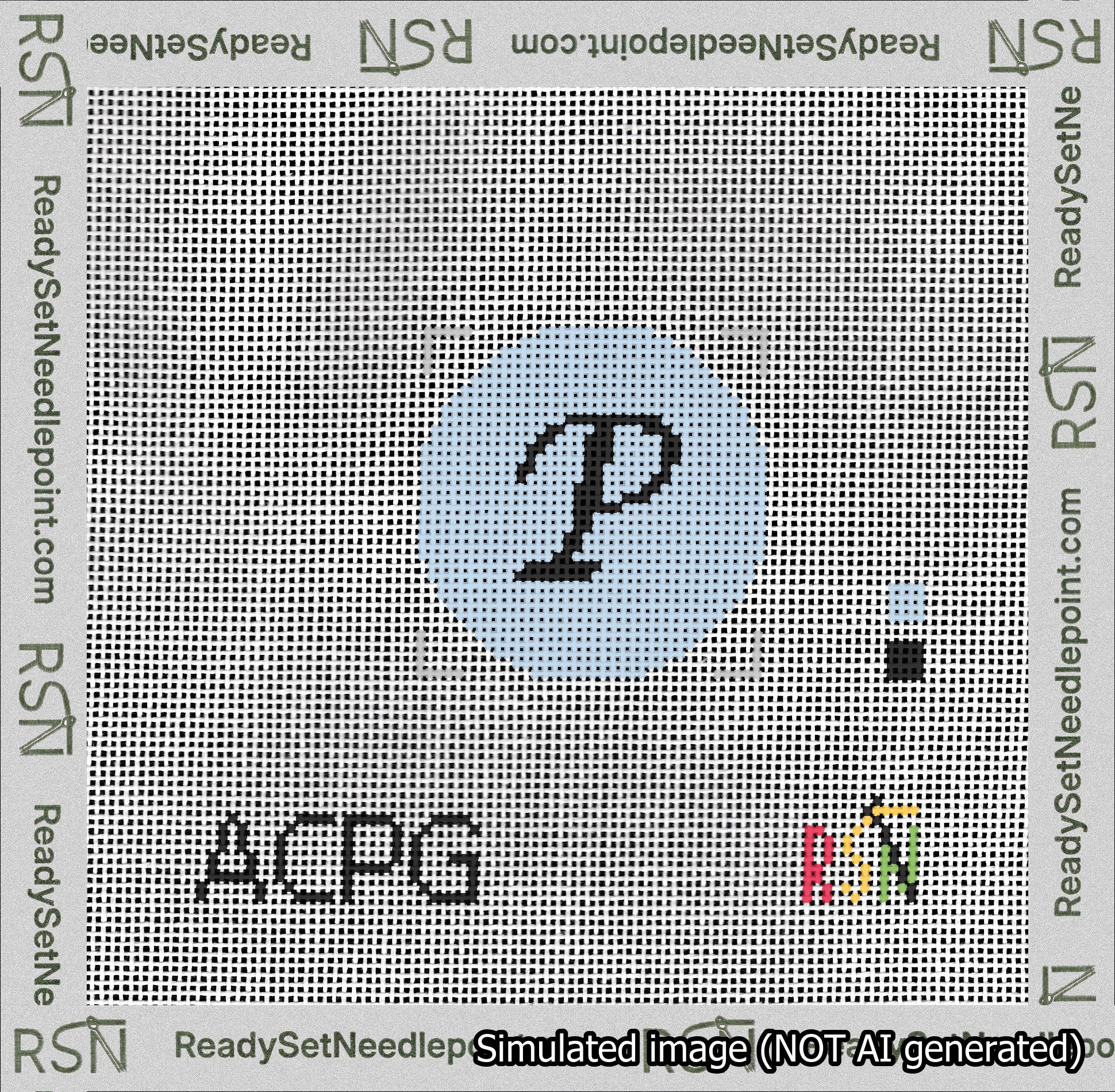 Circle Initial P Needlepoint Canvas Design
