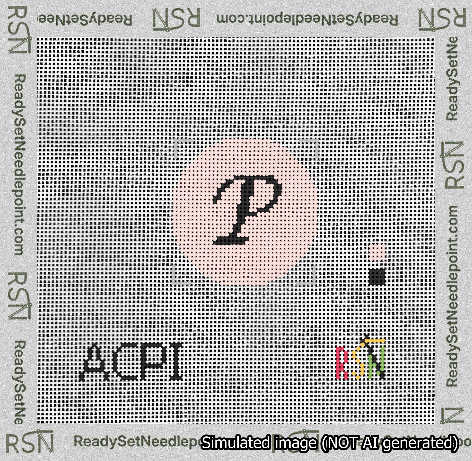 Circle Initial P Needlepoint Canvas Design