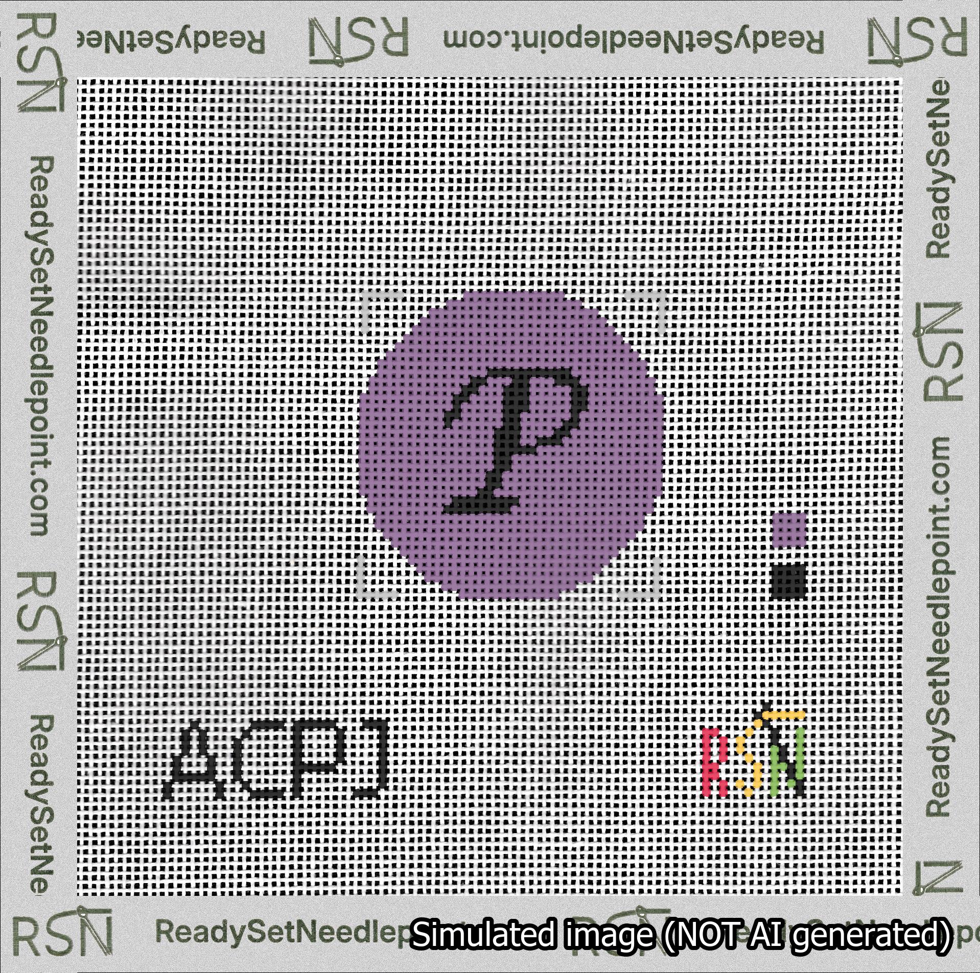 Circle Initial P Needlepoint Canvas Design