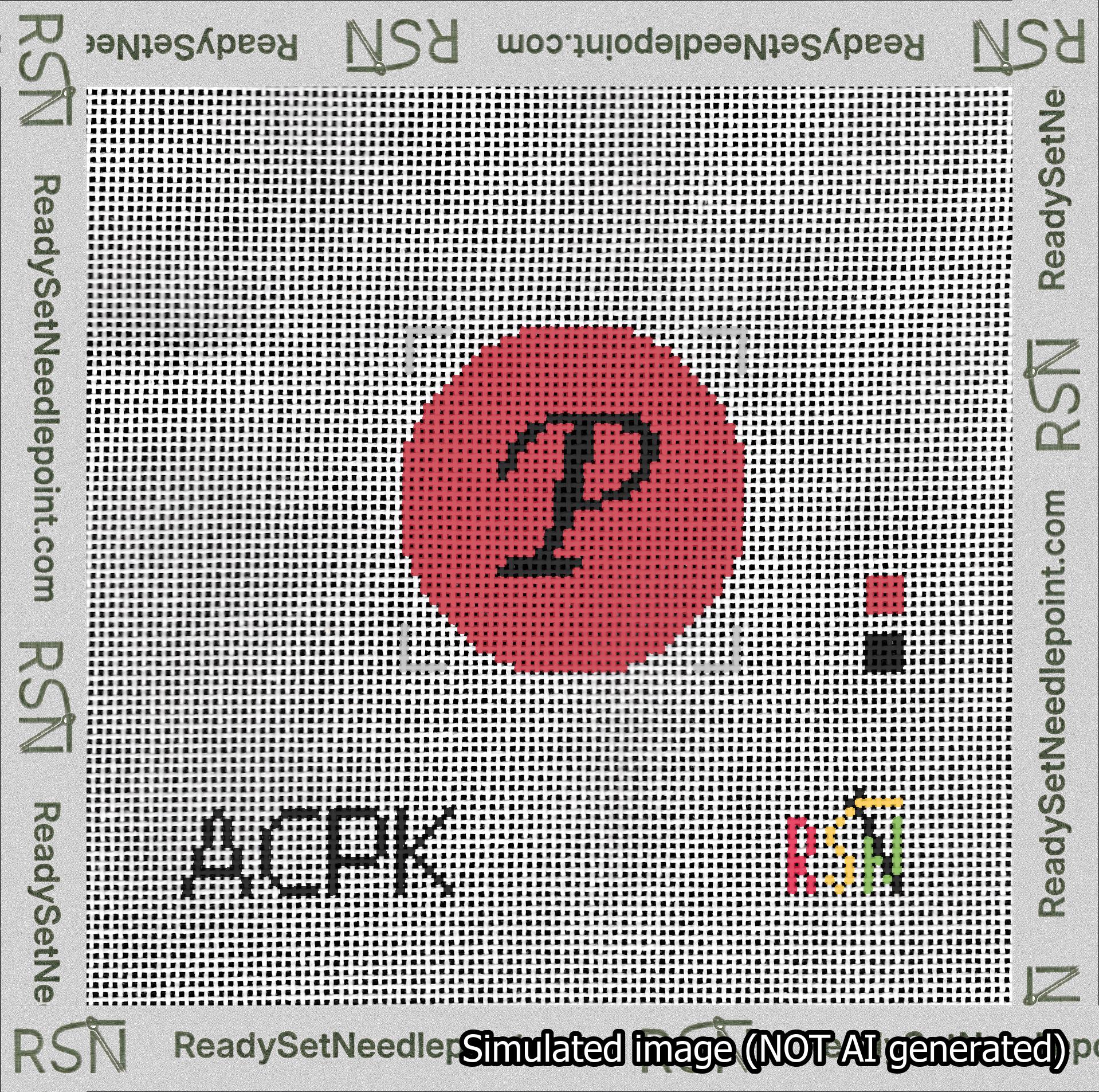 Circle Initial P Needlepoint Canvas Design