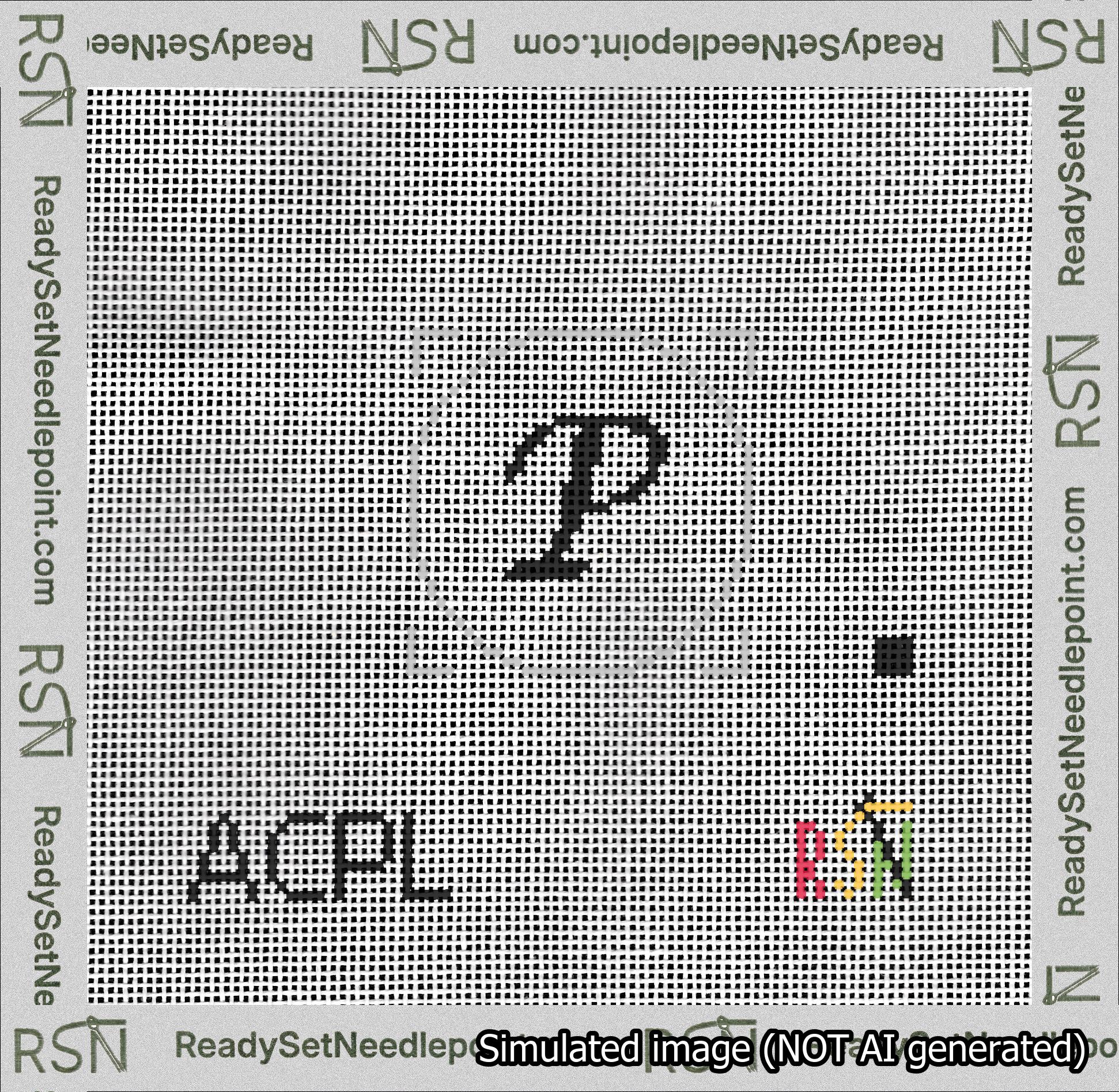 Circle Initial P Needlepoint Canvas Design