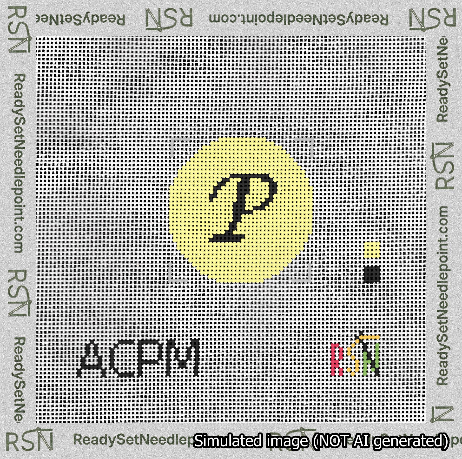 Circle Initial P Needlepoint Canvas Design