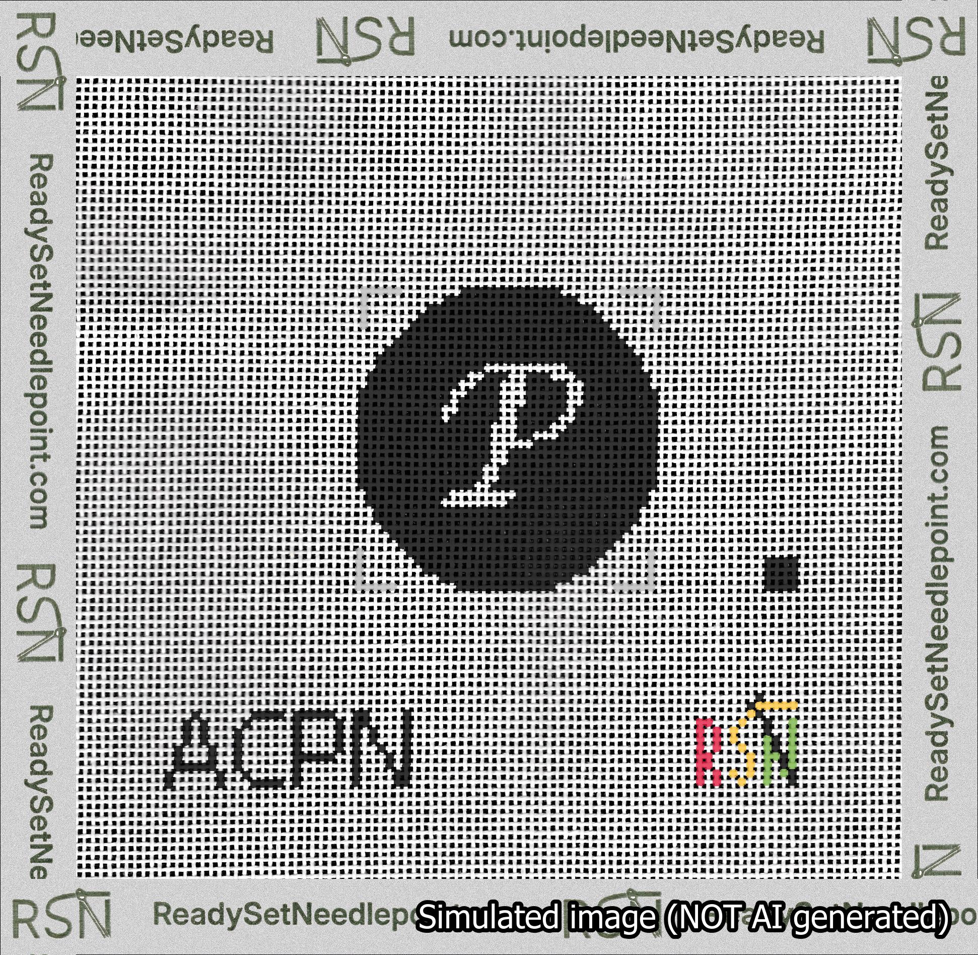 Circle Initial P Needlepoint Canvas Design