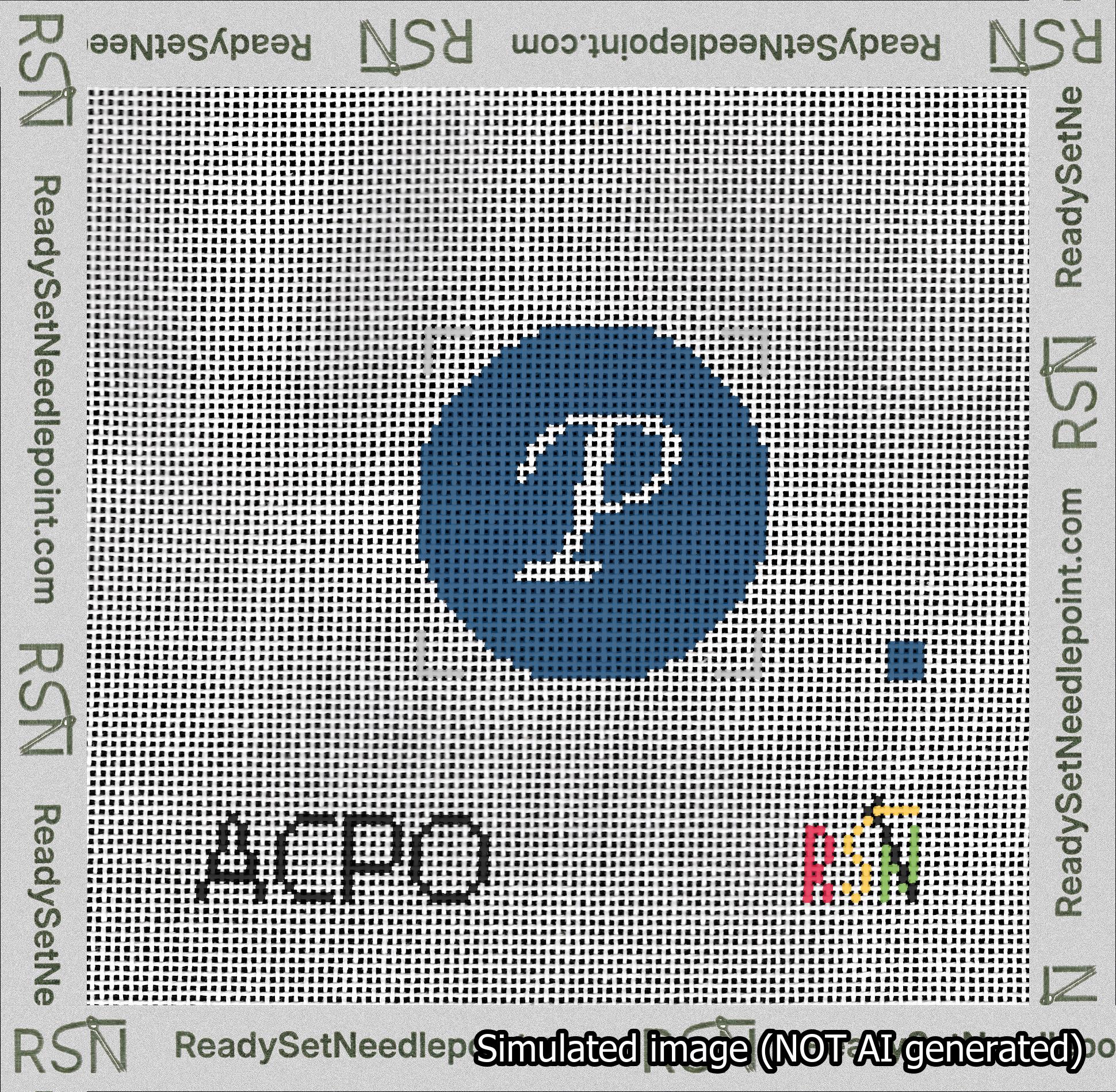 Circle Initial P Needlepoint Canvas Design