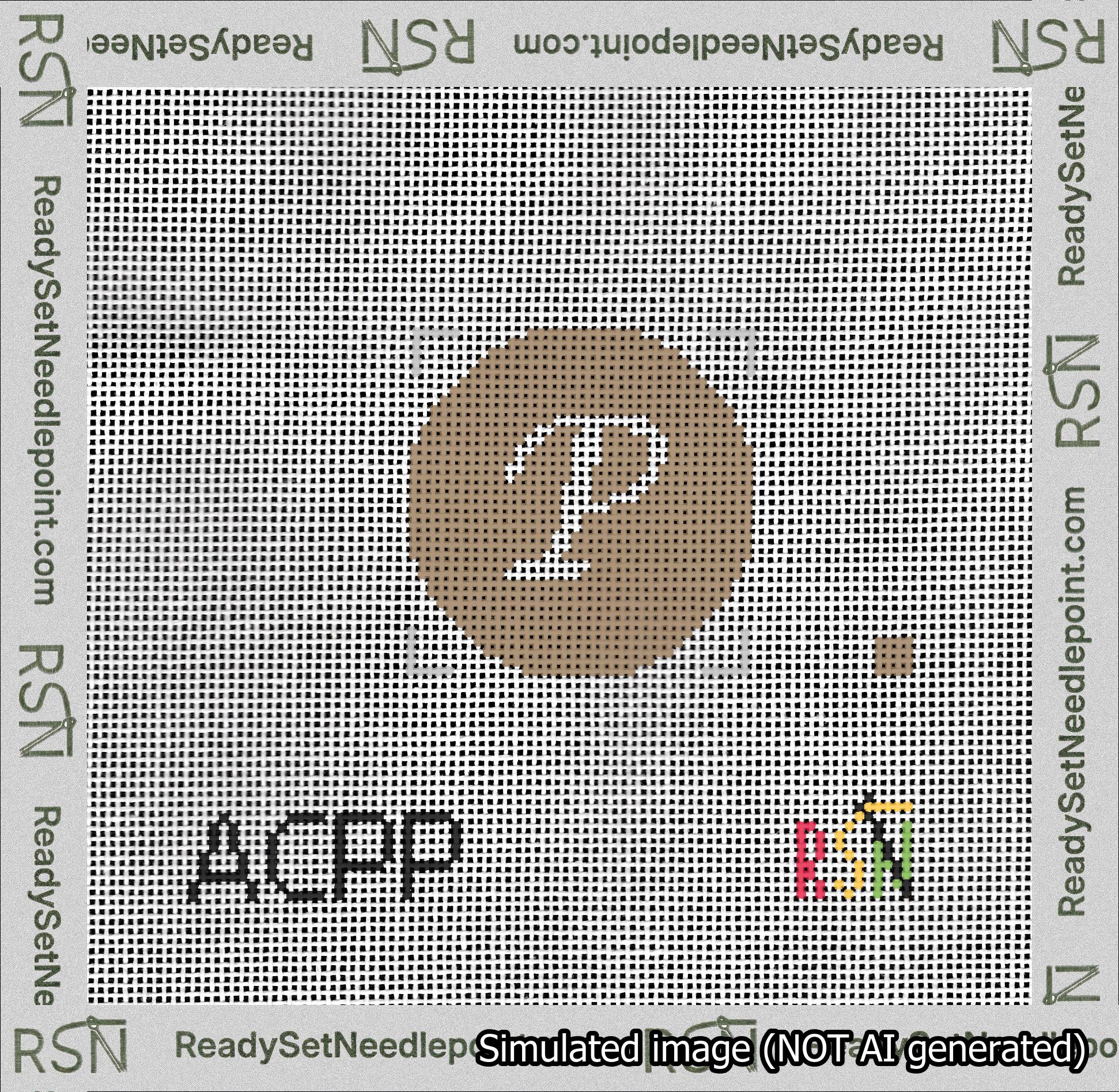 Circle Initial P Needlepoint Canvas Design