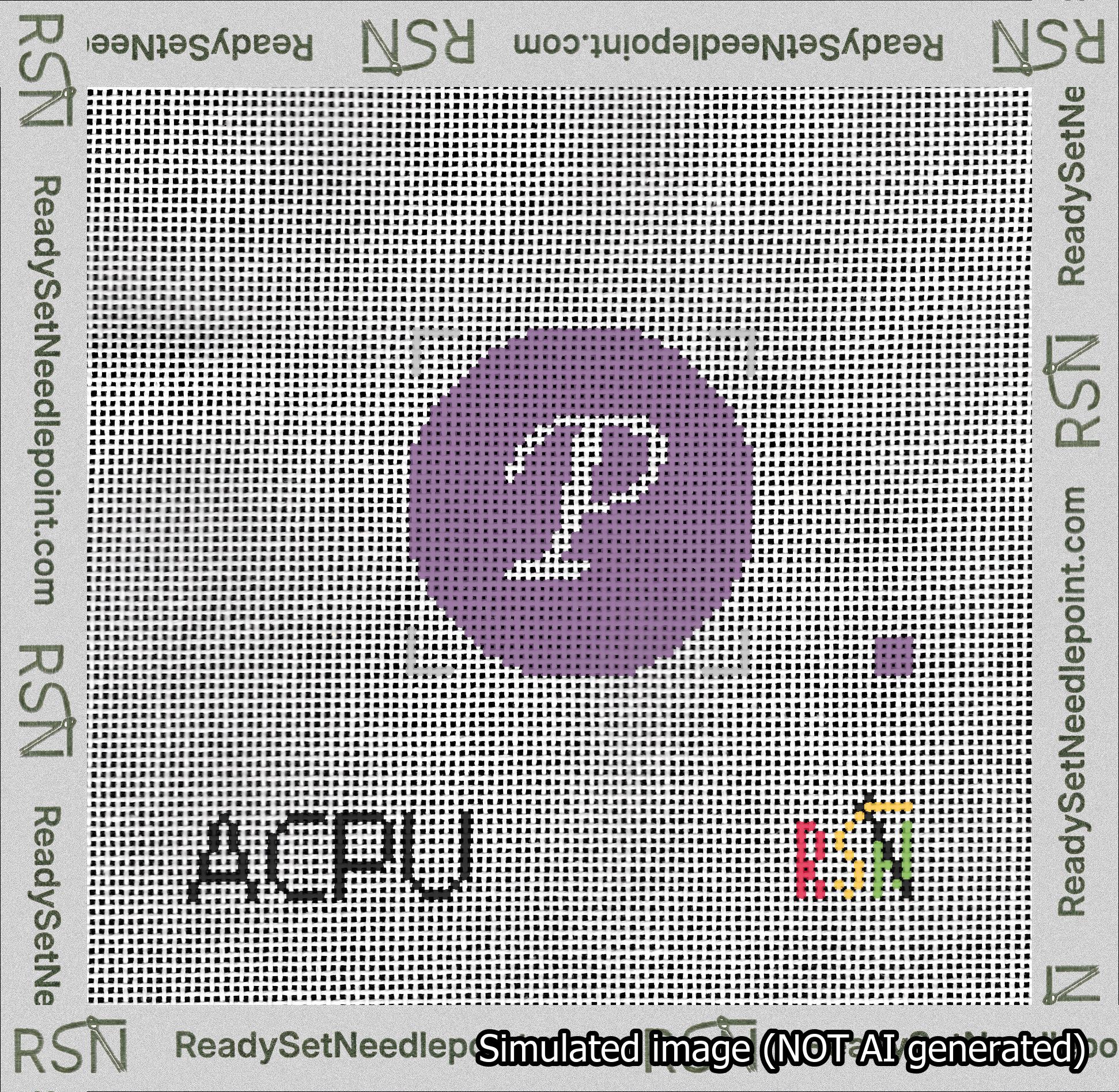 Circle Initial P Needlepoint Canvas Design