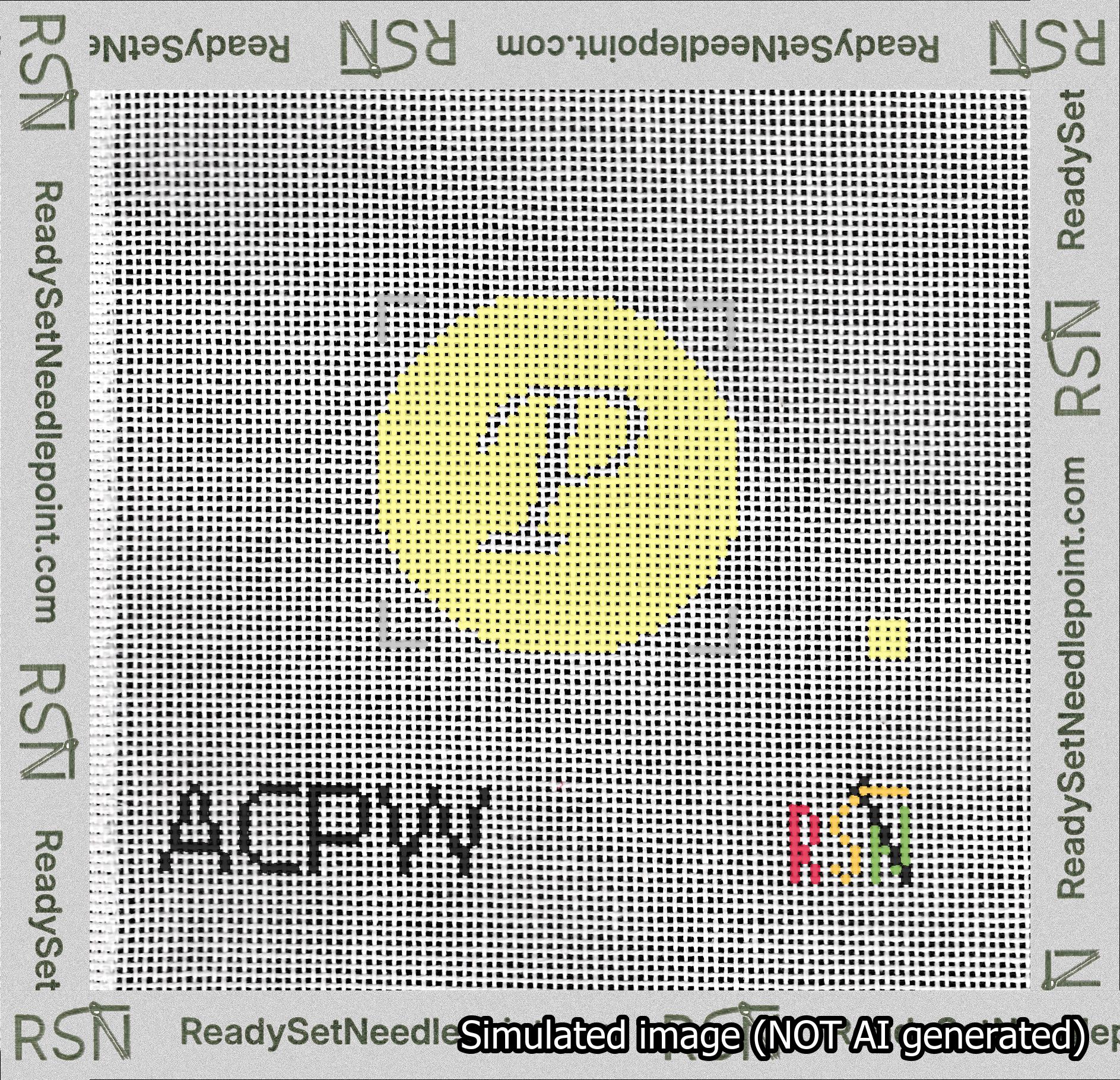 Circle Initial P Needlepoint Canvas Design