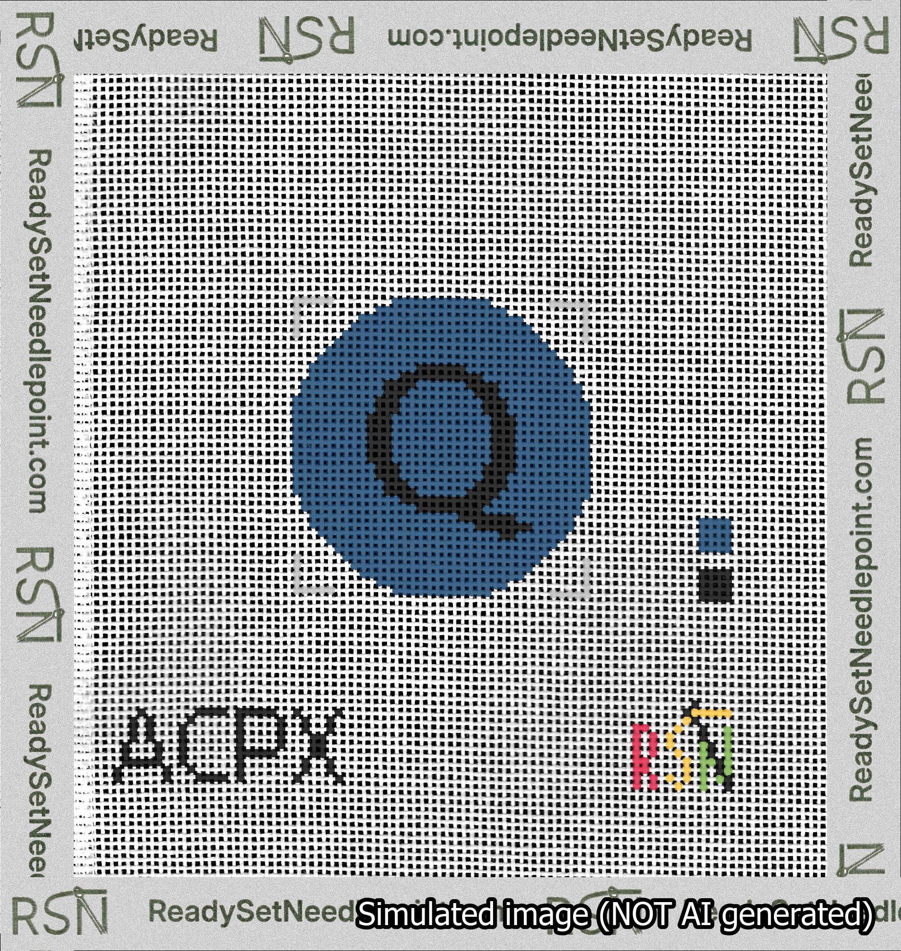 Circle Initial Q Needlepoint Canvas Design