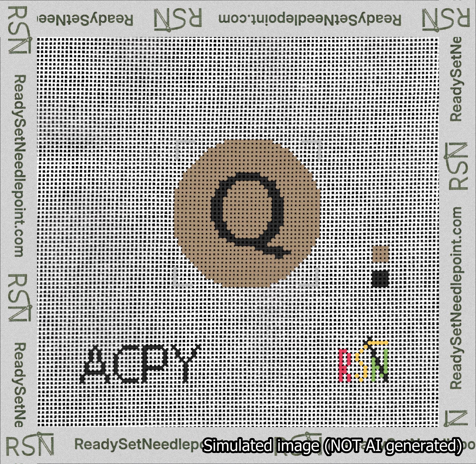 Circle Initial Q Needlepoint Canvas Design