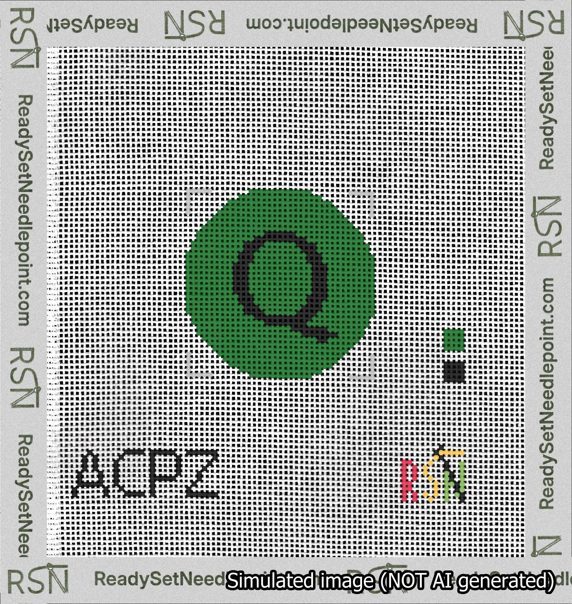 Circle Initial Q Needlepoint Canvas Design