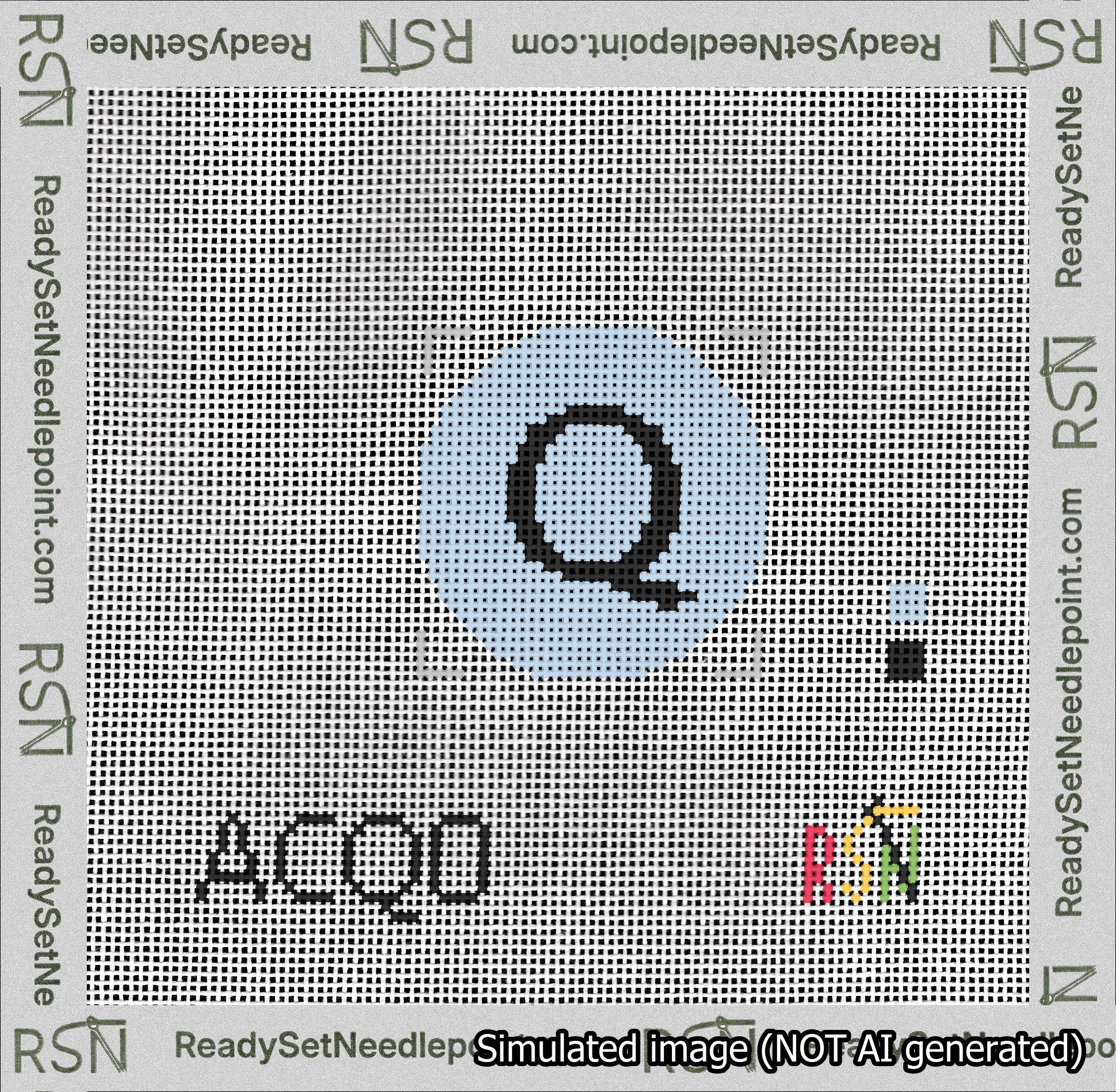 Circle Initial Q Needlepoint Canvas Design